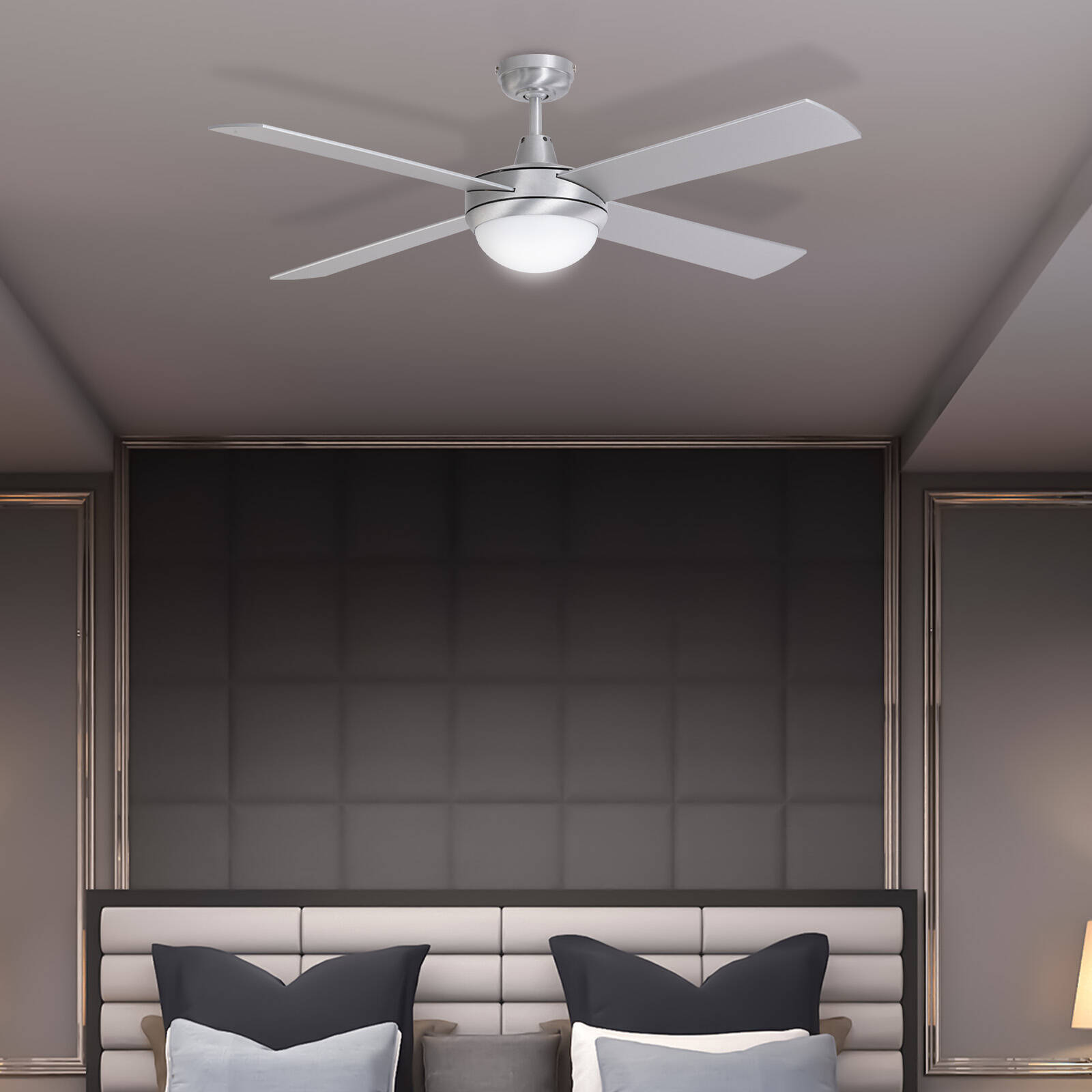Mercator 130cm Brushed Steel 4 Blade Grange Ceiling Fan With Light 6 Mercator 130cm Brushed Steel 4 Blade Grange Ceiling Fan With Light
