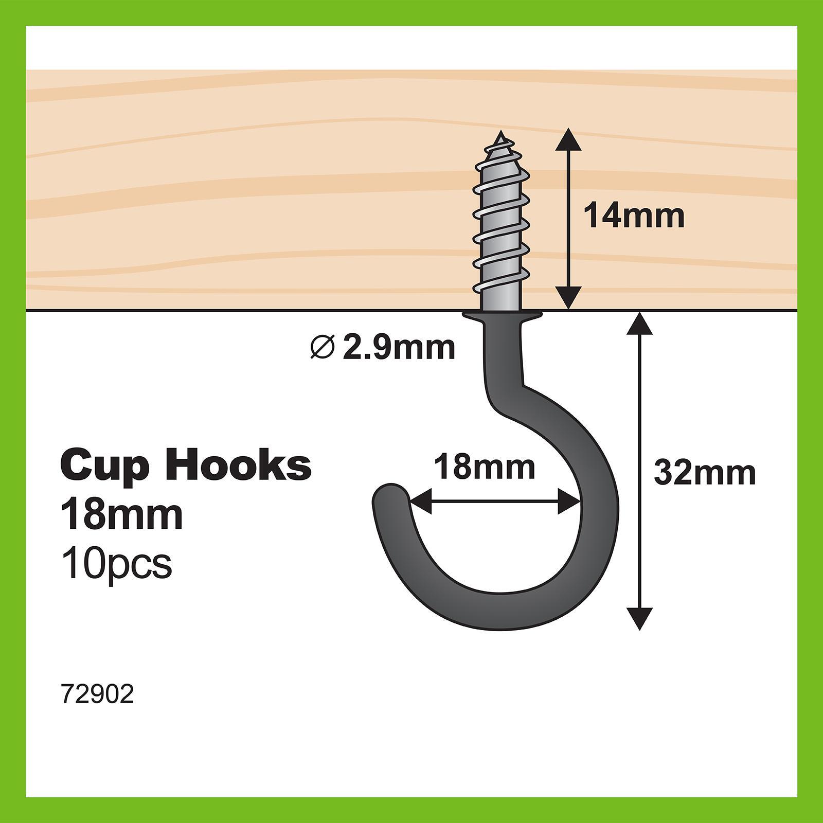 Everhang 18mm Black Cup Hook - 10 Pack 5 Everhang 18mm Black Cup Hook - 10 Pack