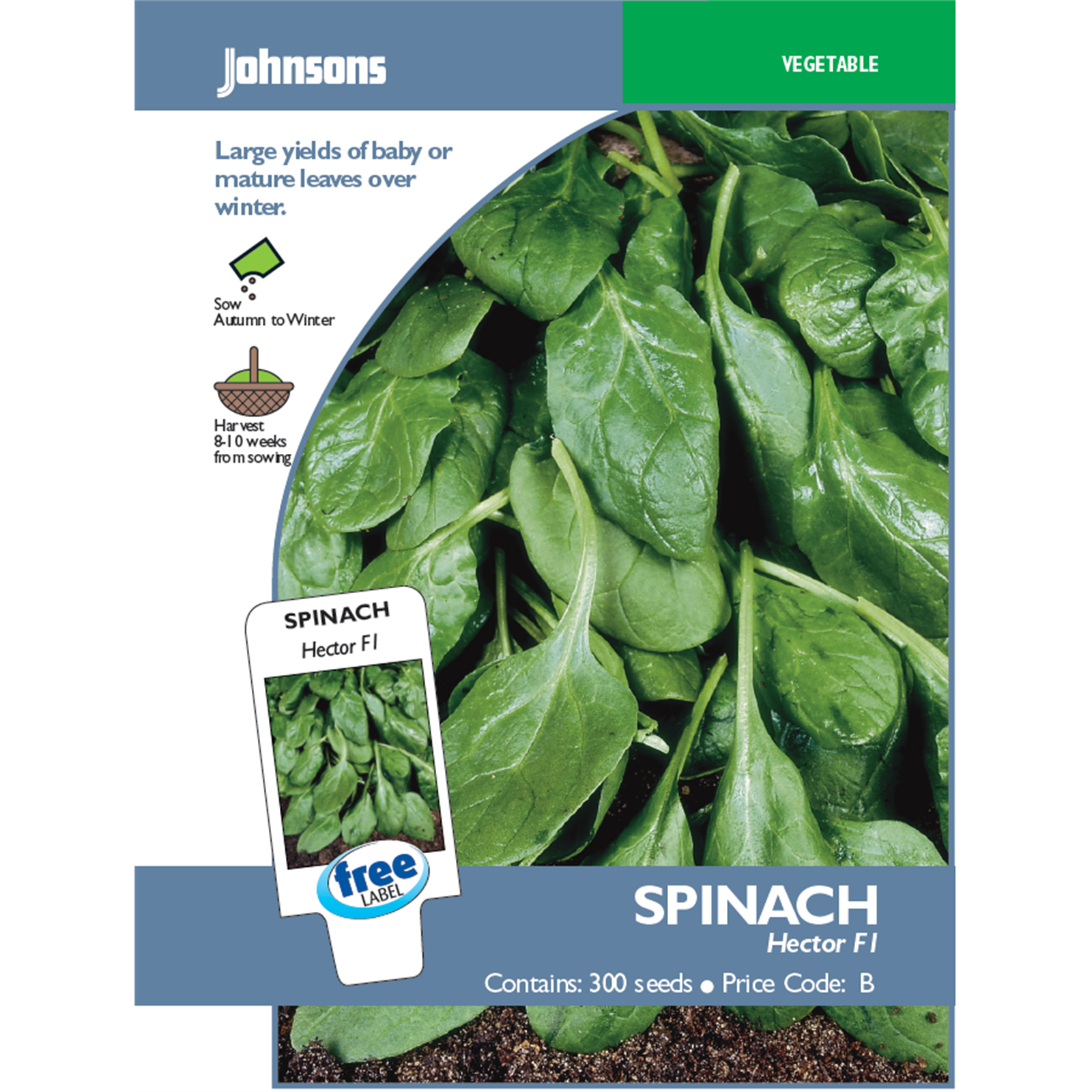Johnsons Hector Spinach Vegetable Seeds