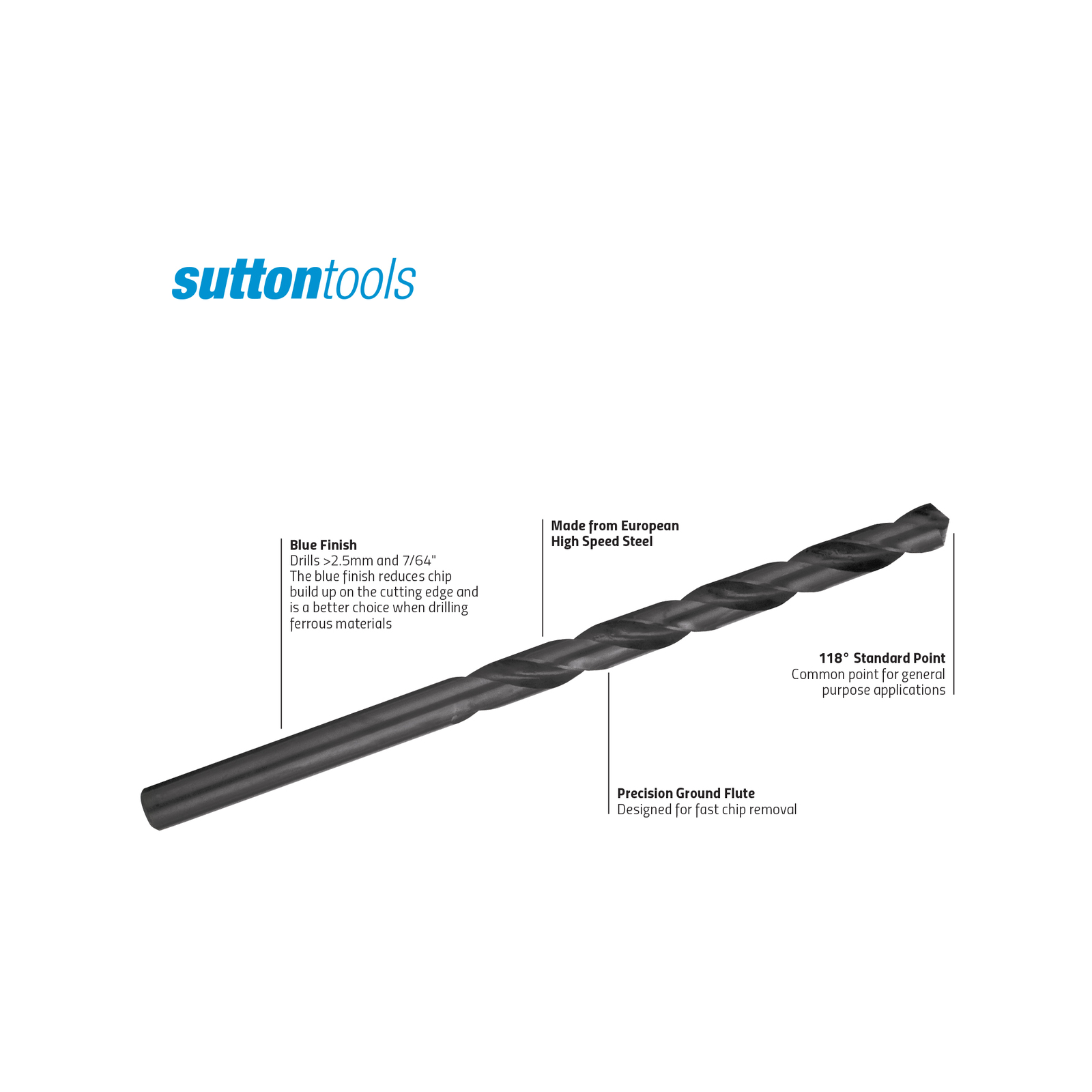 Sutton Tools 10mm Long Series Jobber Drill Bit 3 Sutton Tools 10mm Long Series Jobber Drill Bit