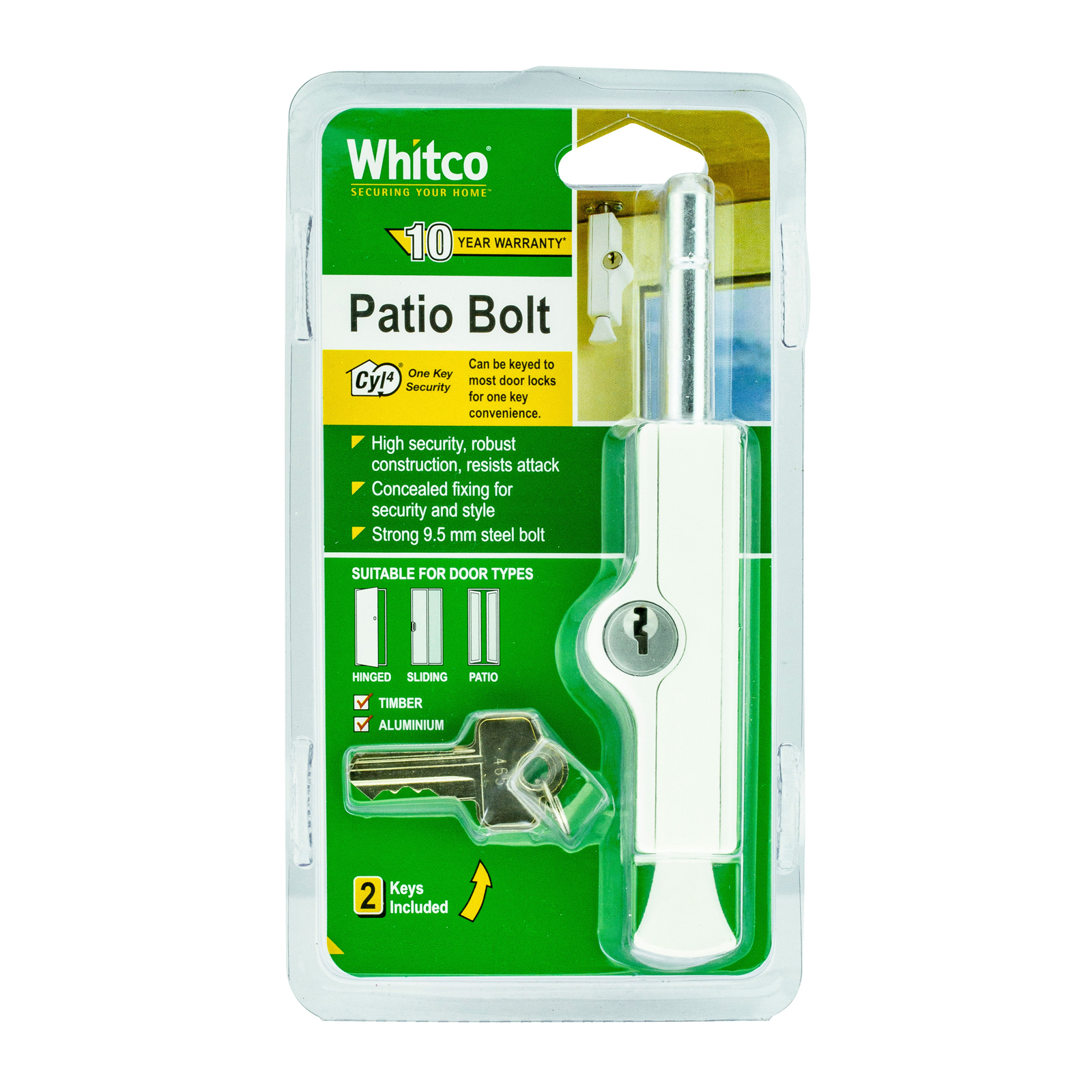 Whitco White CYL4 Patio Bolt