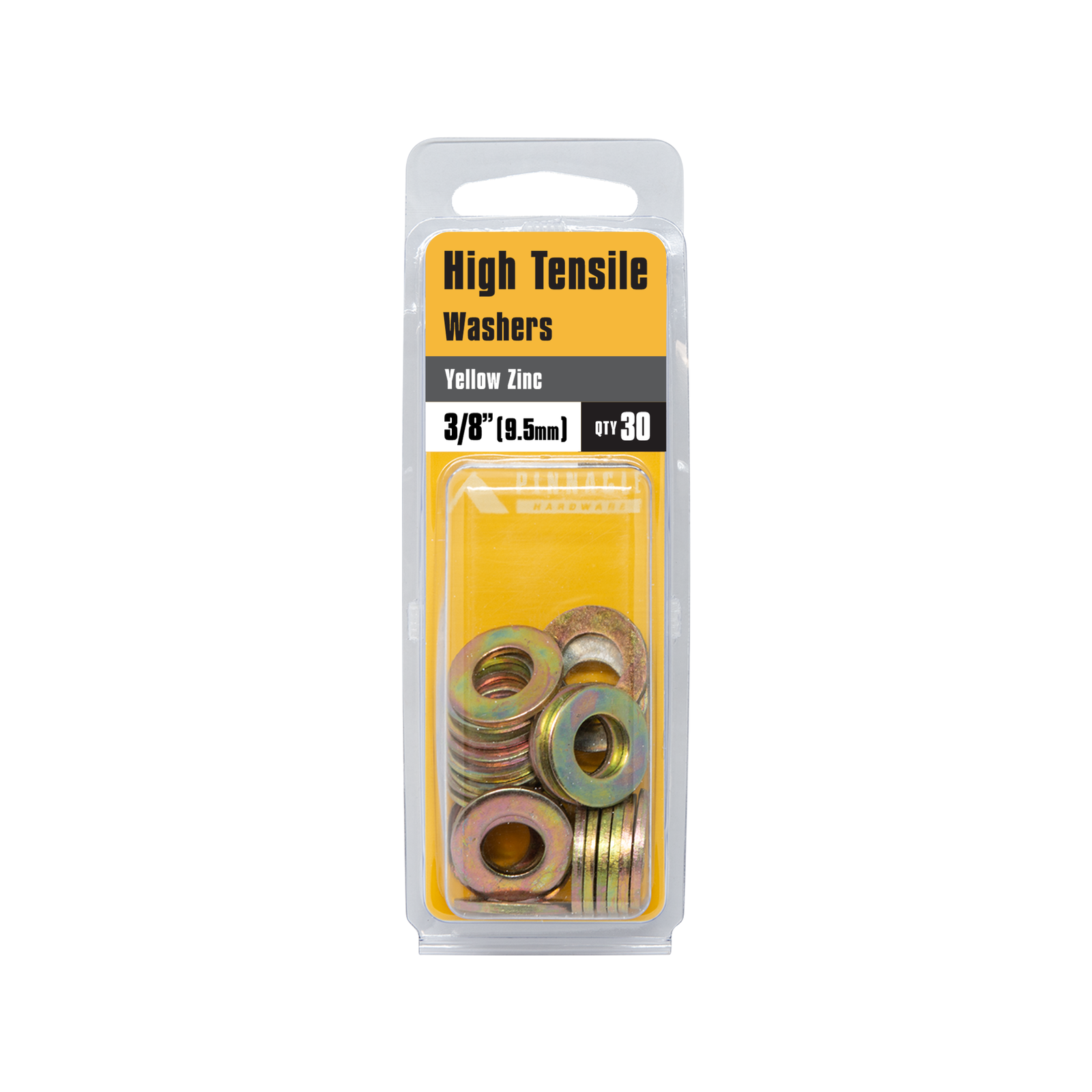 Pinnacle 3/8" 10mm Yellow Zinc Hi Tensile Washers - 30 Pack