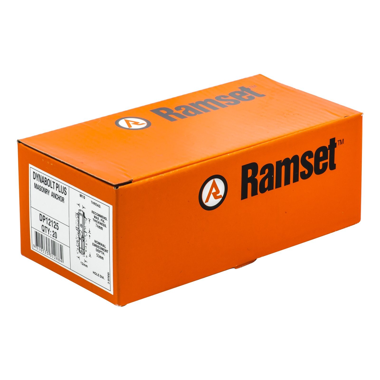 Ramset 12 x 125mm DynaBolt Plus Hex Nut Bolt - 20 Pack