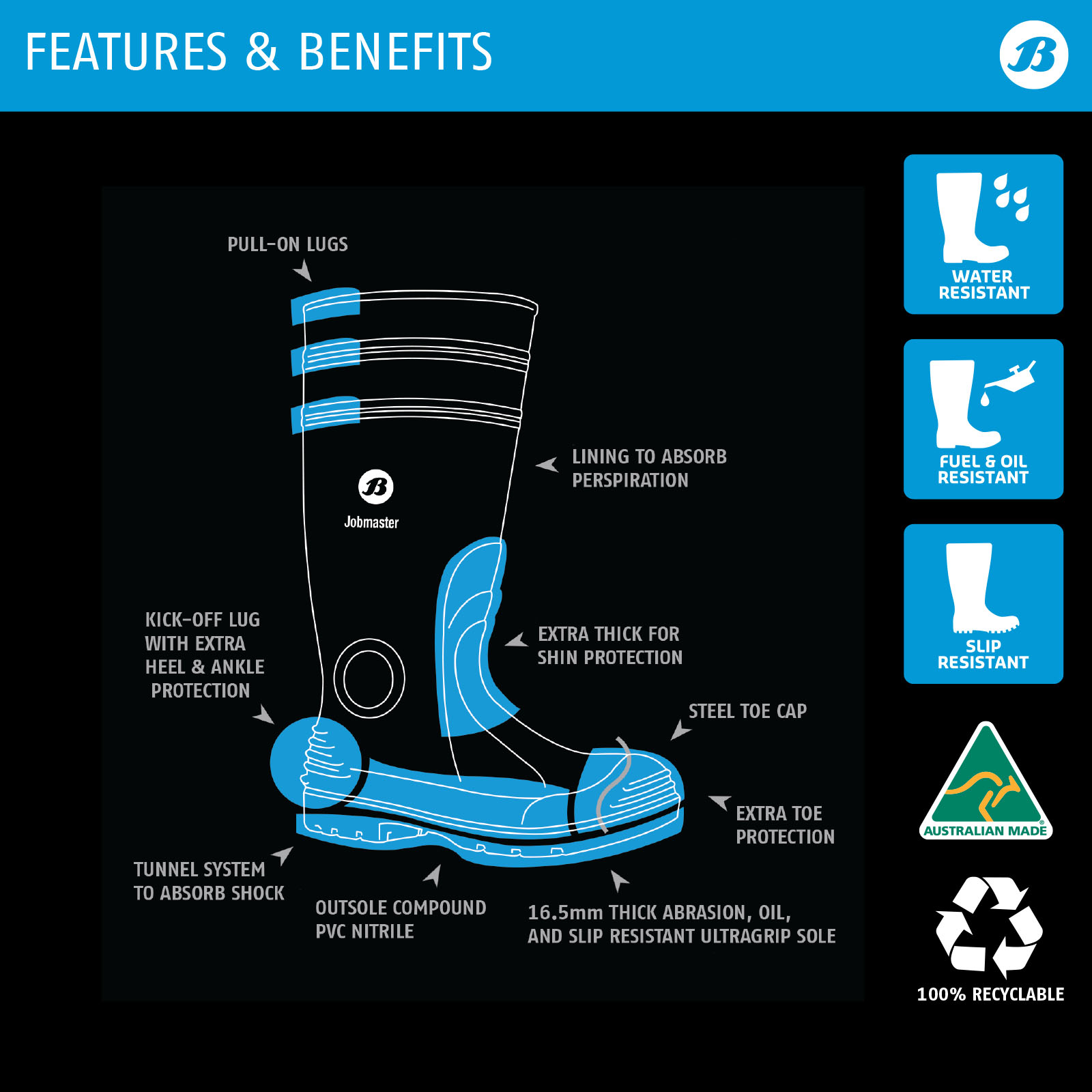 Bata Industrials Men's Black/ Red Jobmaster Knee Length Steel Cap Safety Gumboots -UK Size 10 6 Bata Industrials Men's Black/ Red Jobmaster Knee Length Steel Cap Safety Gumboots -UK Size 10
