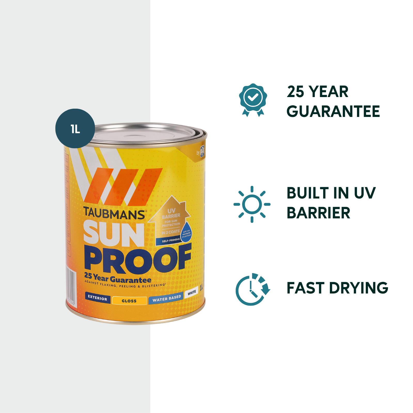 Taubmans 1L White Gloss Sunproof Exterior Paint 3 Taubmans 1L White Gloss Sunproof Exterior Paint