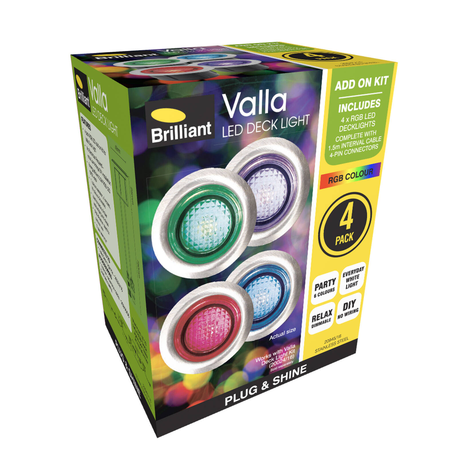 Brilliant RGB Colour Valla DIY LED Deck Light Add On Kit - 4 Pack 9 Brilliant RGB Colour Valla DIY LED Deck Light Add On Kit - 4 Pack