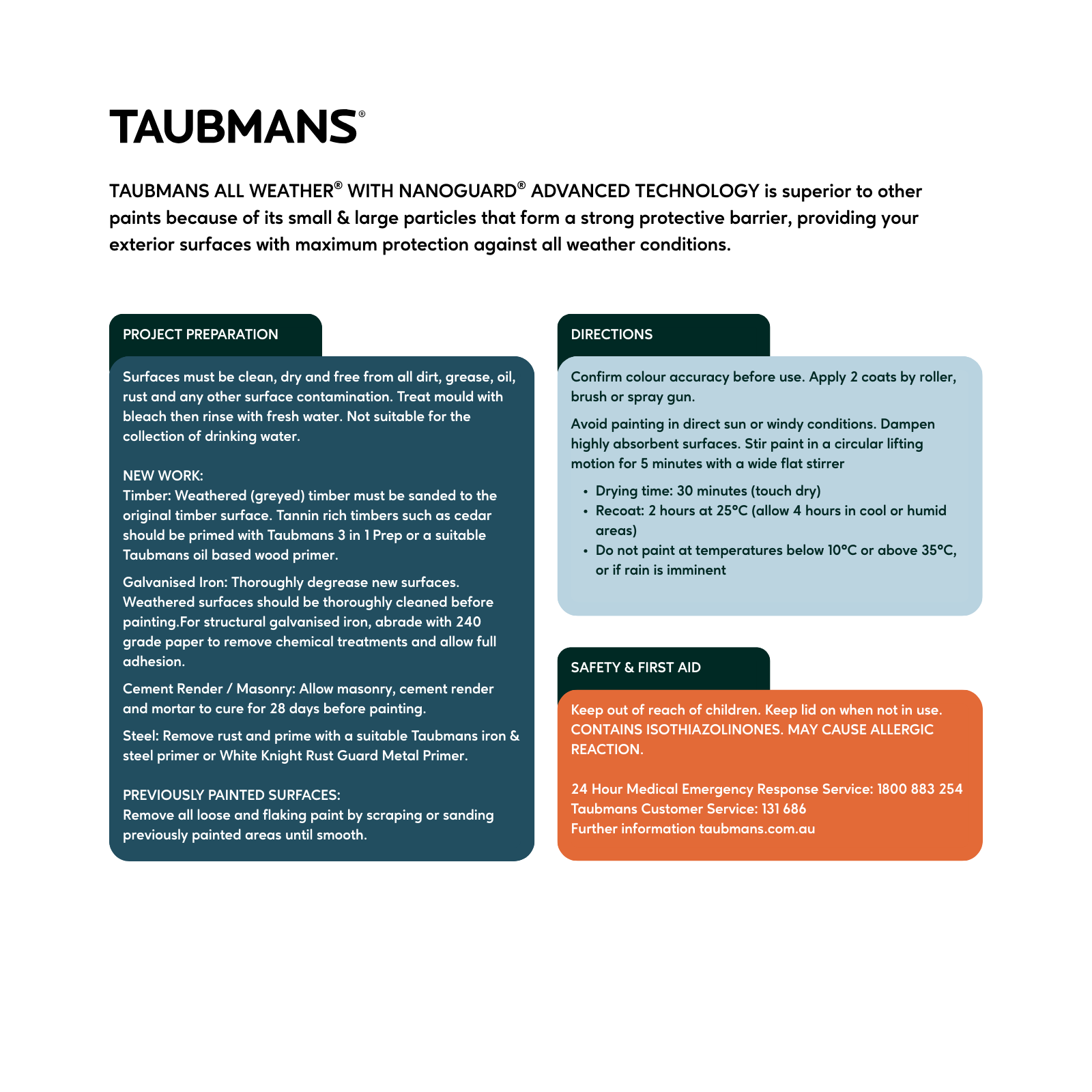 Taubmans 10L Accent Low Sheen All Weather Exterior Paint