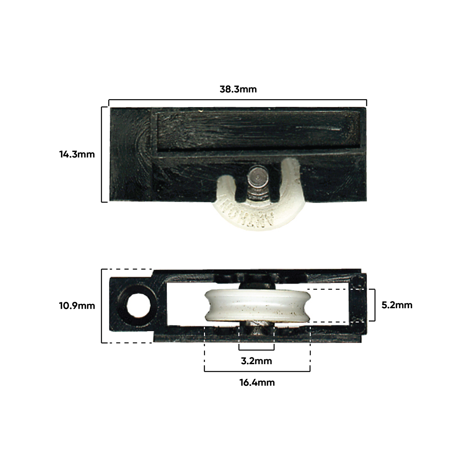 Rolltrak Adjustable Plastic Carriage And Roller