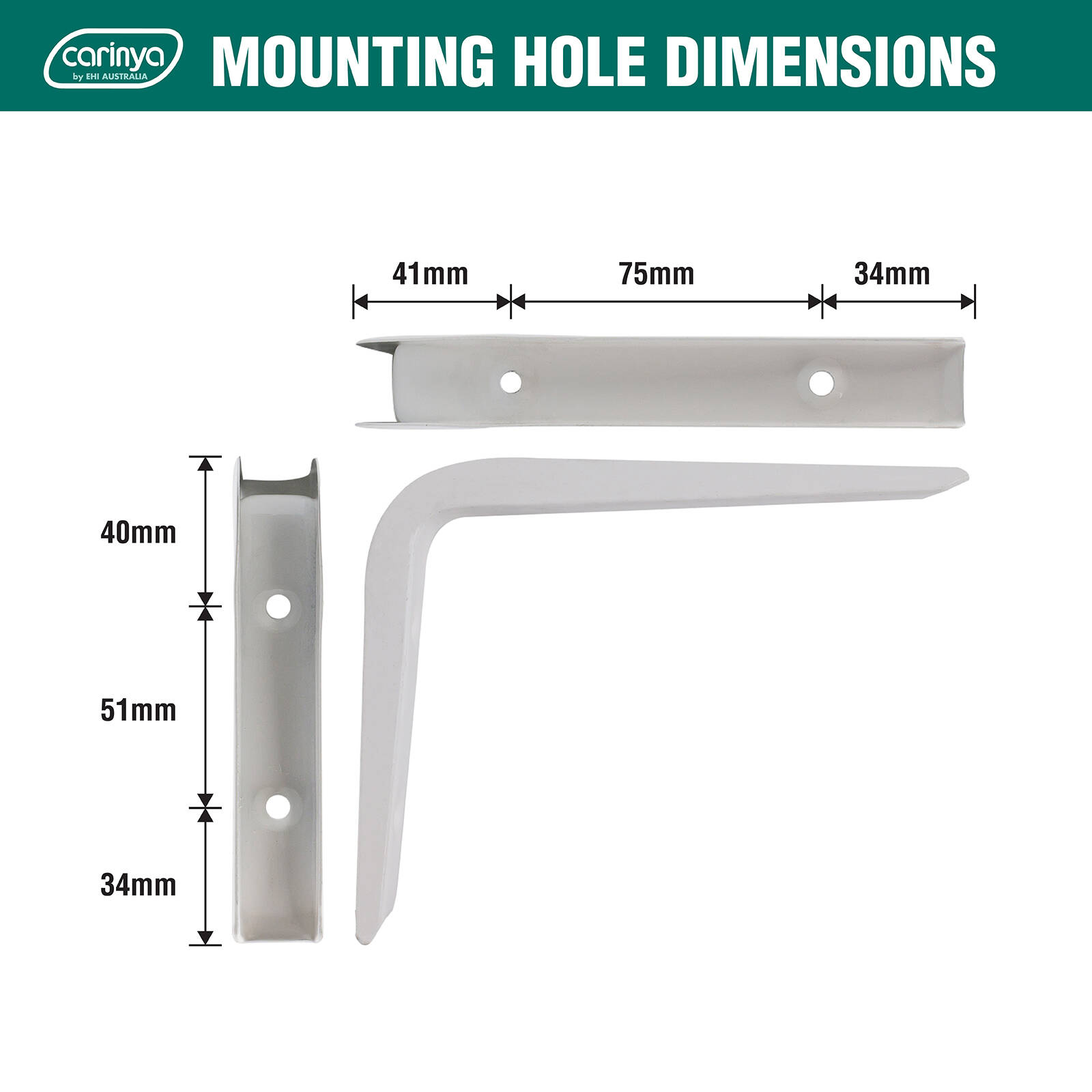 Carinya 125 x 150mm White Angle Bracket 6 Carinya 125 x 150mm White Angle Bracket