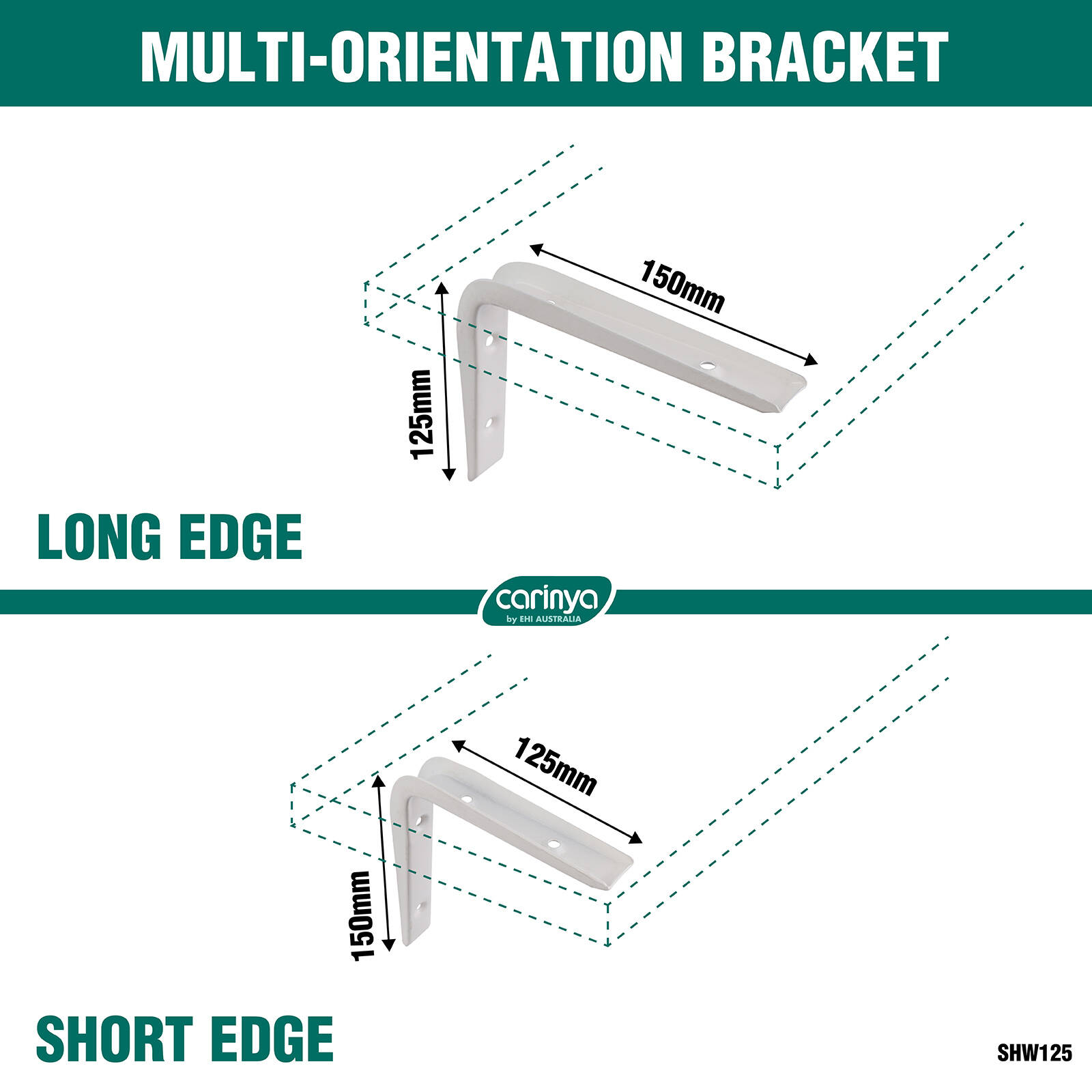 Carinya 125 x 150mm White Angle Bracket 7 Carinya 125 x 150mm White Angle Bracket