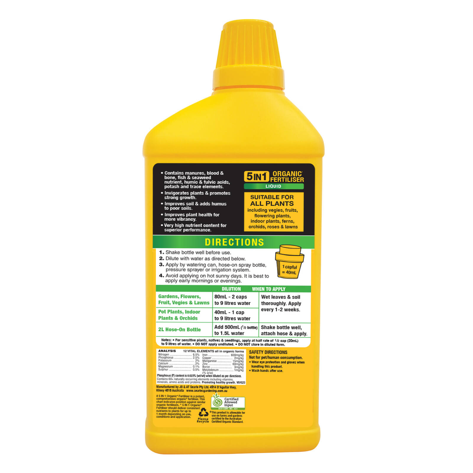 Searles 1L 5 In 1 Organic Liquid Fertiliser