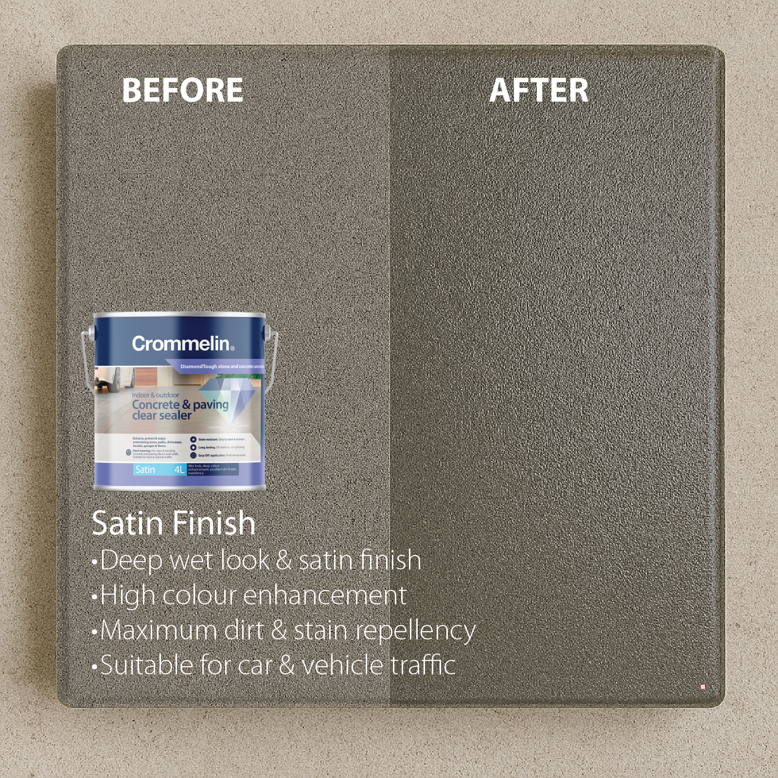 Crommelin 4L Satin DiamondCoat Paving And Concrete Sealer