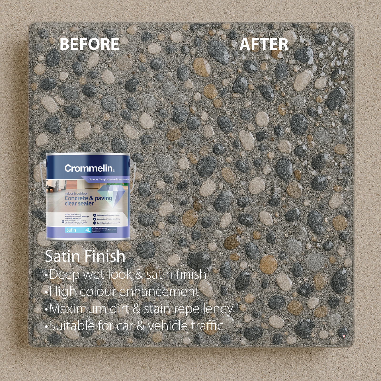 Crommelin 4L Satin DiamondCoat Paving And Concrete Sealer