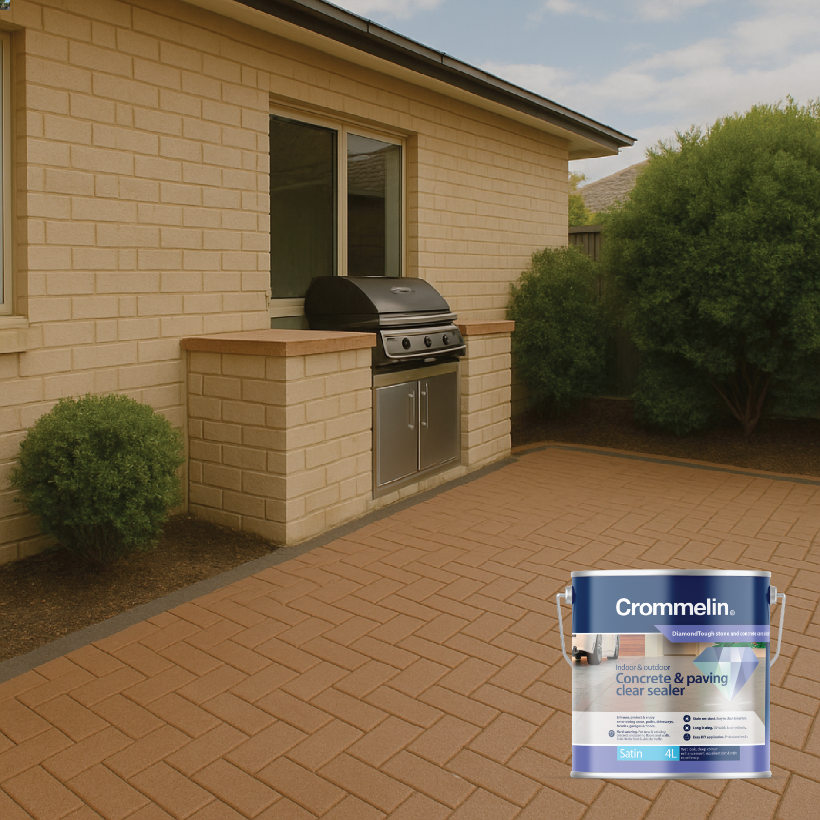 Crommelin 4L Satin DiamondCoat Paving And Concrete Sealer