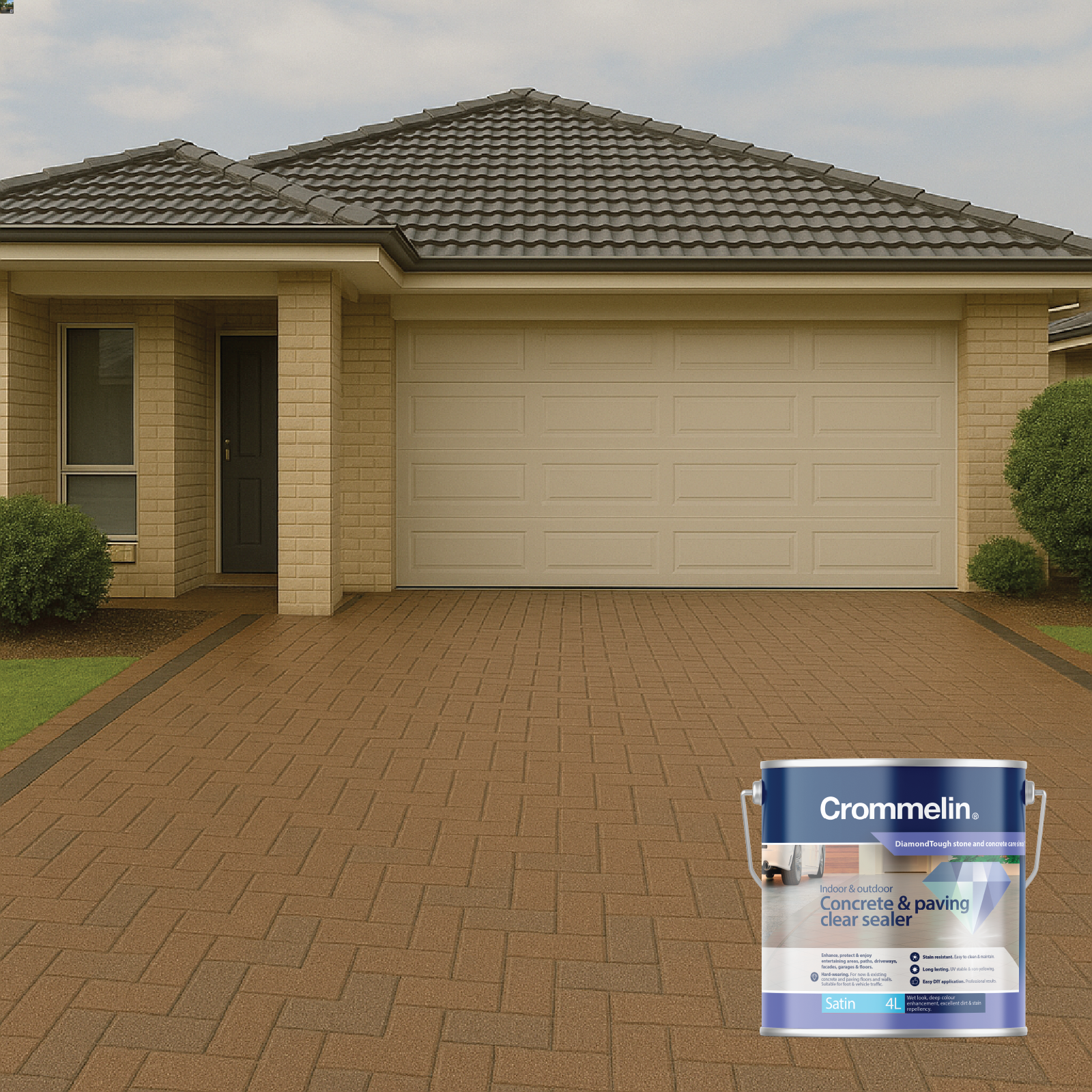 Crommelin 4L Satin DiamondCoat Paving And Concrete Sealer