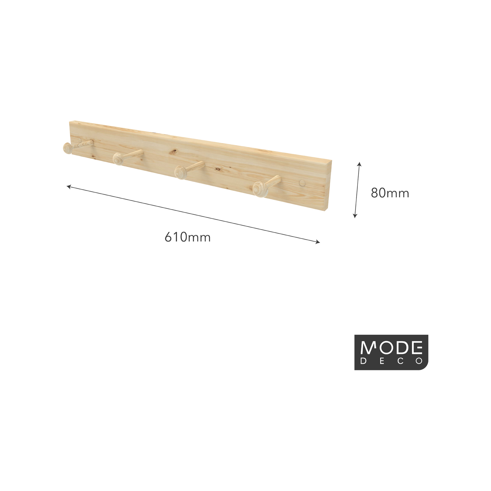 MODE 4 Hooks On Natural Pine Board Hook Rack 4 MODE 4 Hooks On Natural Pine Board Hook Rack