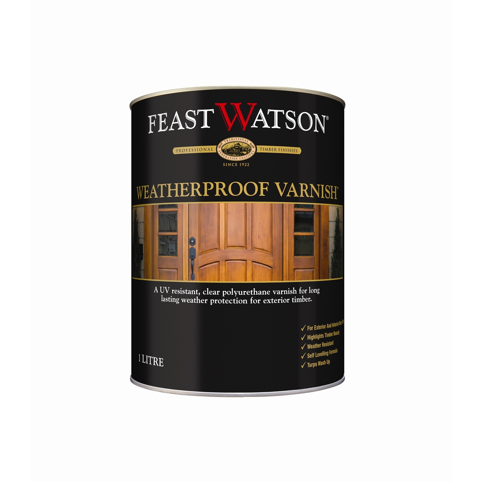 Feast Watson 1L Gloss Clear Weatherproof Timber Varnish
