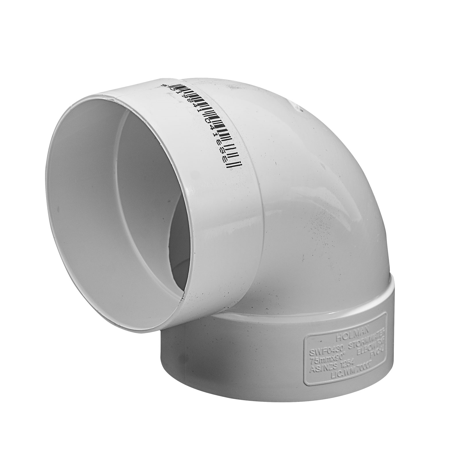 Holman 75mm 90° Female and Female PVC Stormwater Plain Elbow