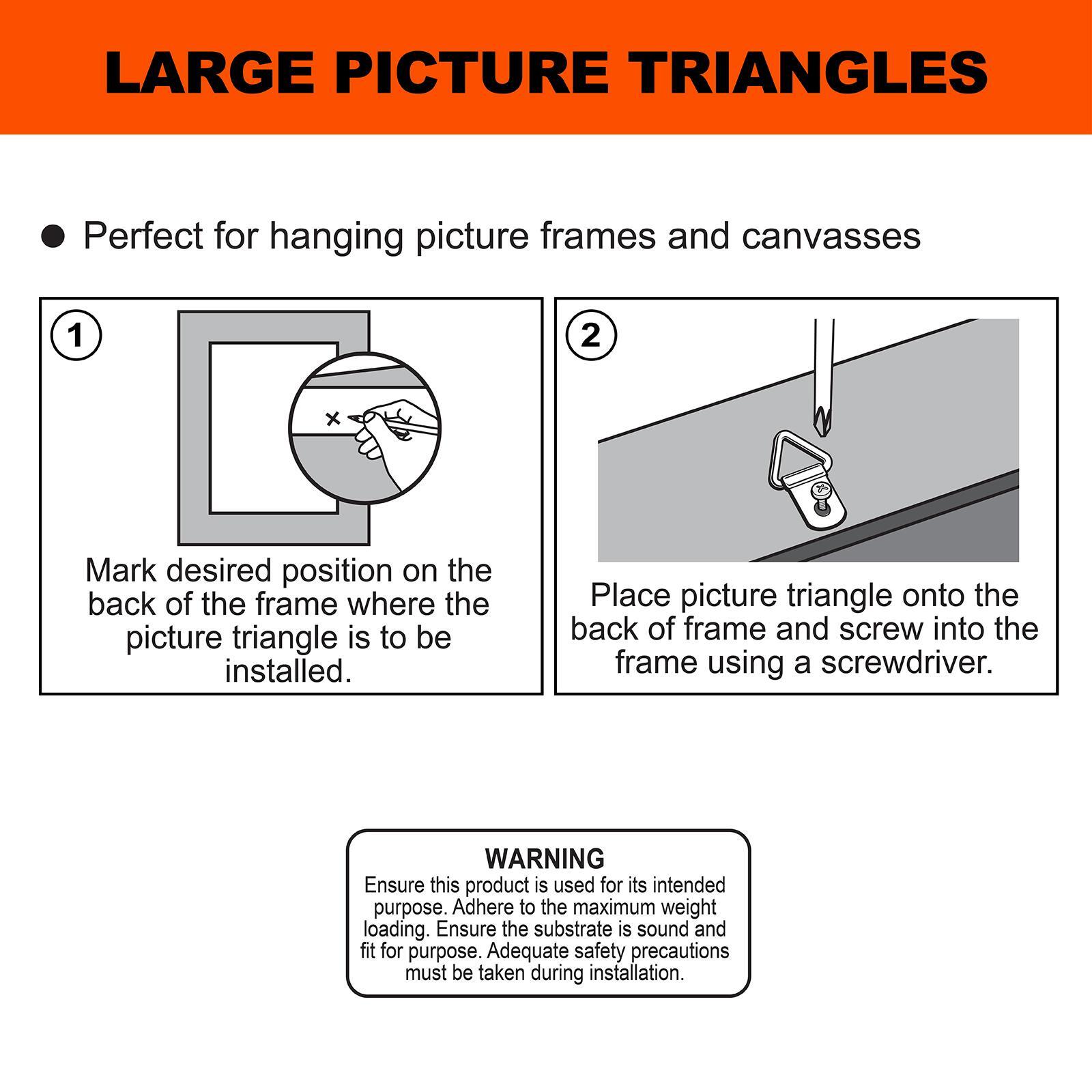 Everhang 10kg Brass Plated Picture Hanging Triangle D-Ring - 100 Pack