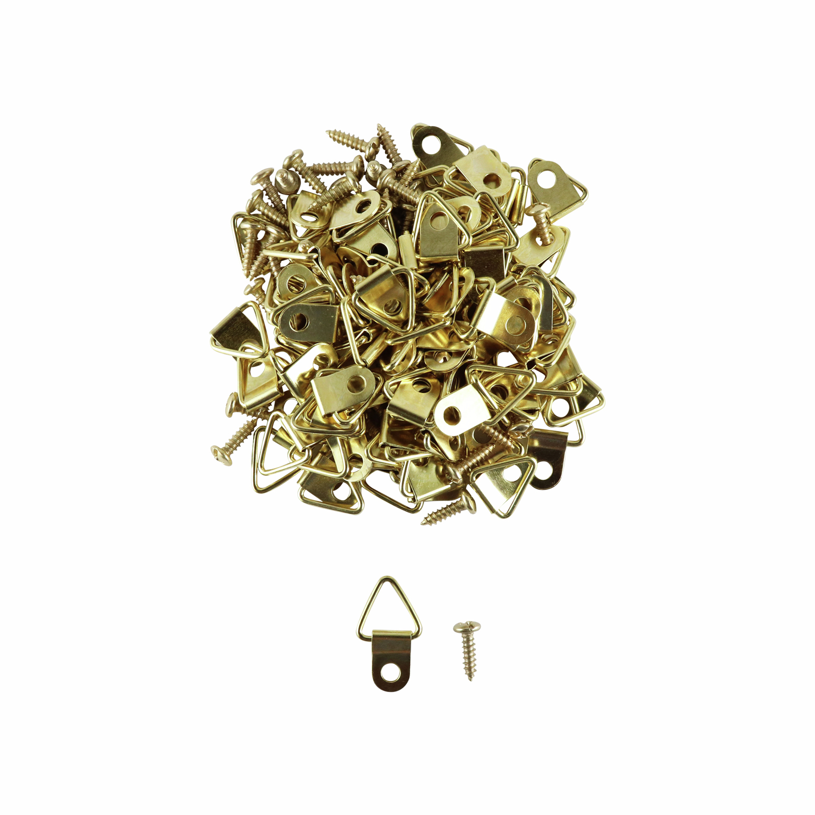 Everhang 10kg Brass Plated Picture Hanging Triangle D-Ring - 100 Pack