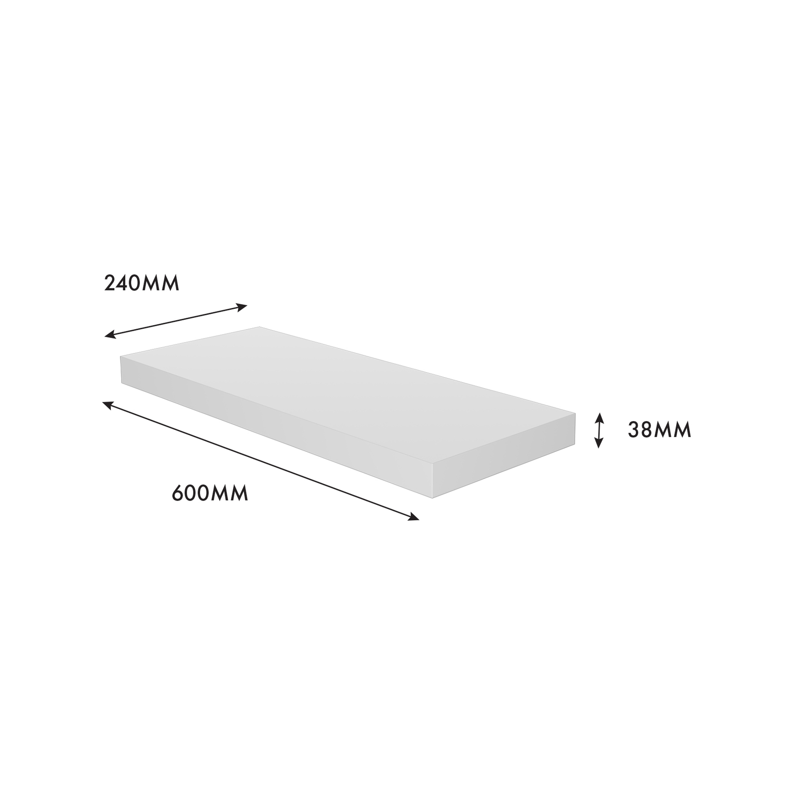 Flexi Storage Decorative Shelving 600 x 38 x 240mm White Matte Floating Shelf
