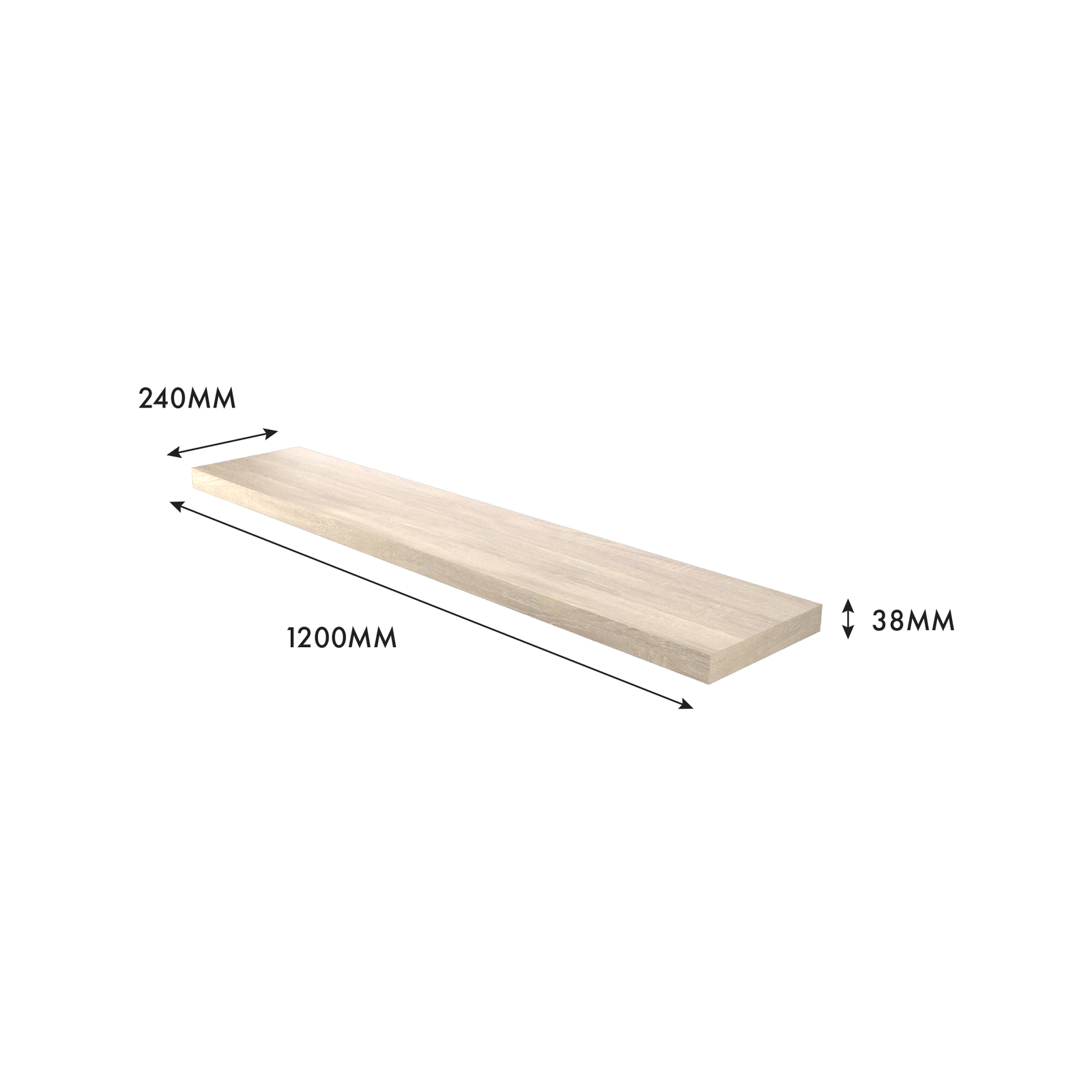 Flexi Storage Decorative Shelving 1200 x 240 x 38mm Oak Floating Shelf