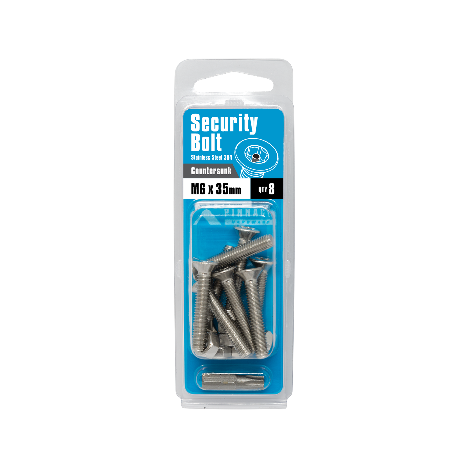 Pinnacle M6 x 35mm Stainless Steel Security Bolts - 8 Pack