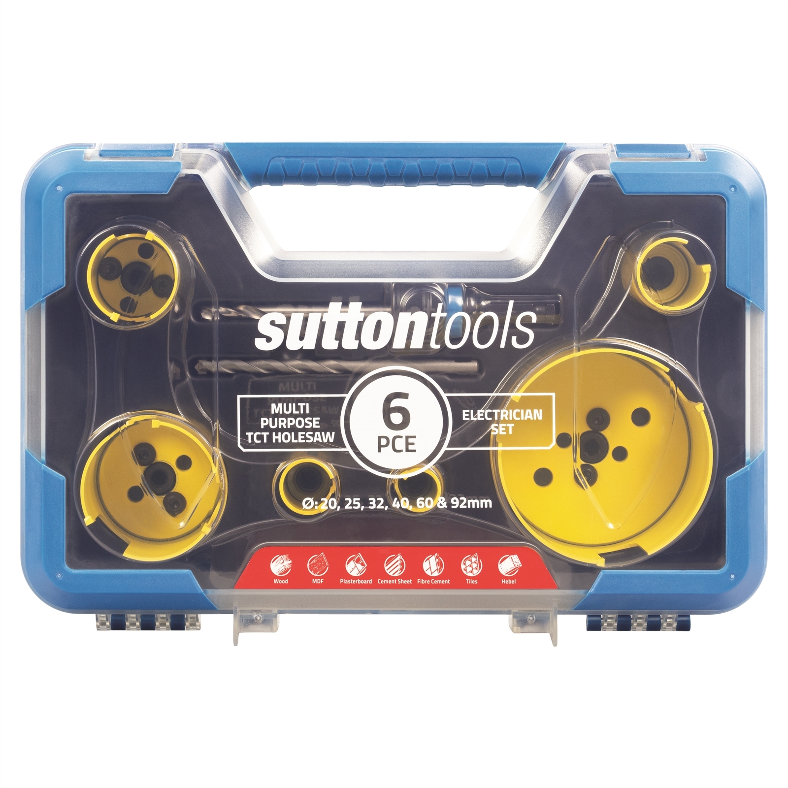 Sutton Tools 20-92mm 6 Piece Multi-Purpose Electrician Holesaw Set