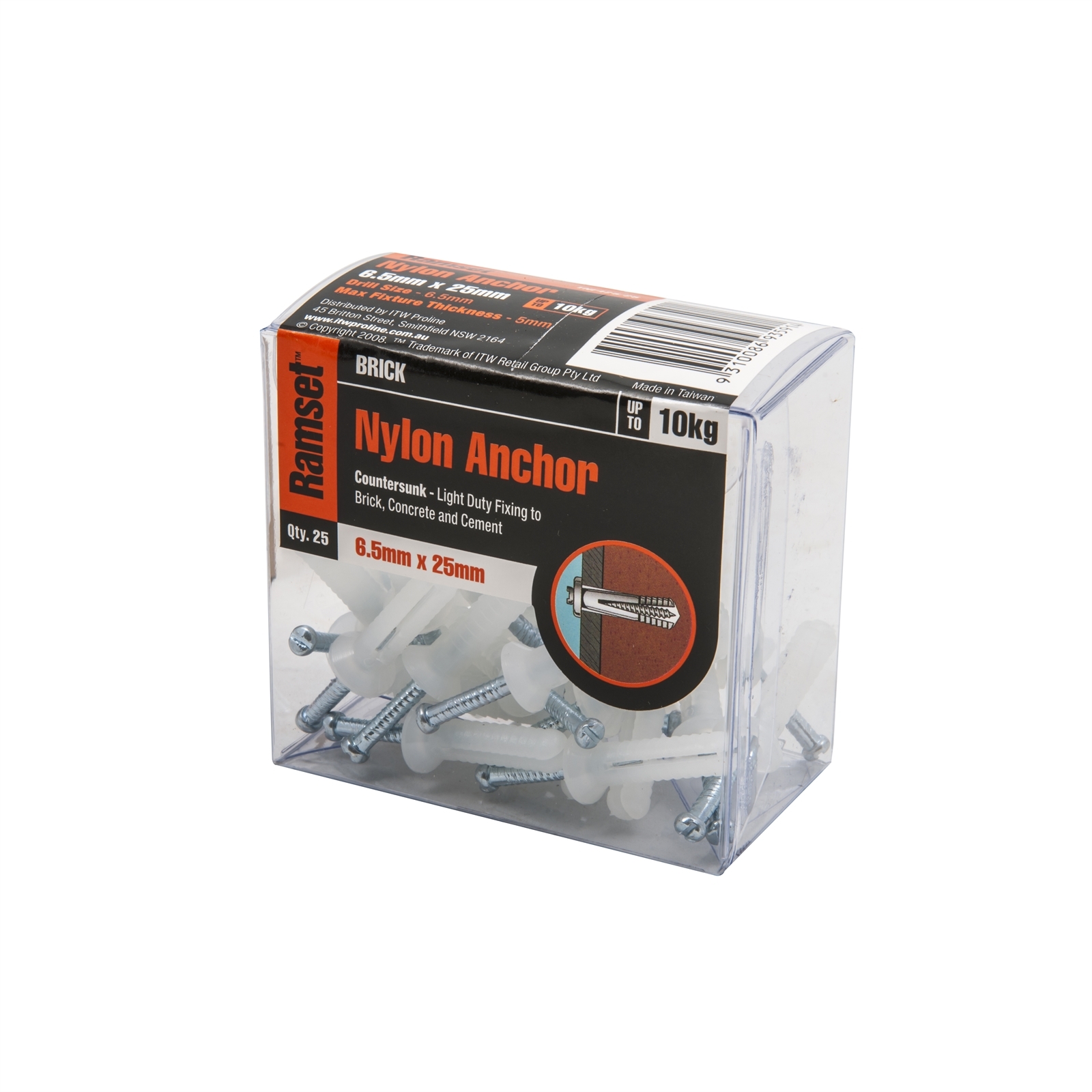 Ramset 6.5 x 25mm Nylon Anchor - 25 Pack