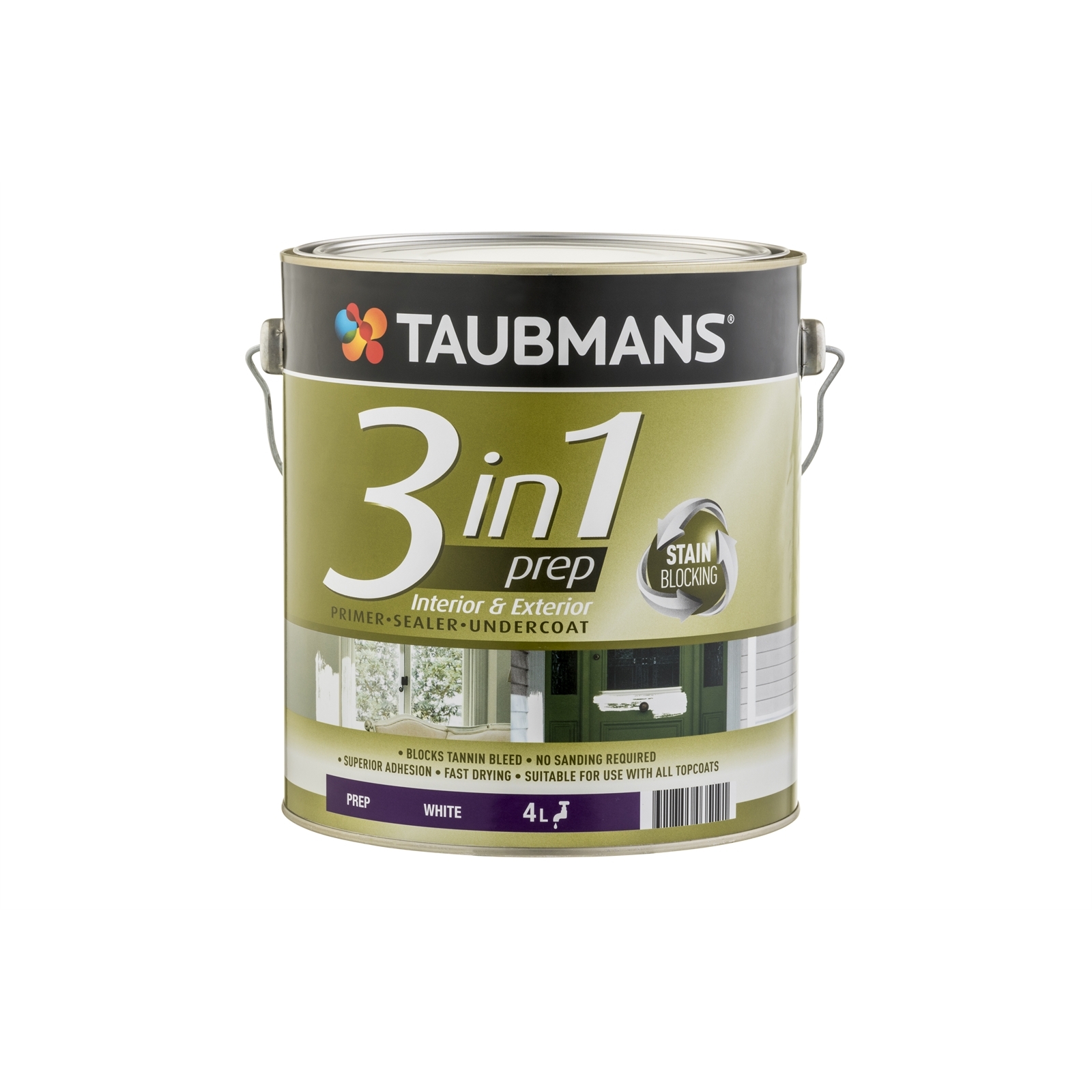 Taubmans 4L White 3 In 1 Interior and Exterior Primer Undercoat and Sealer Paint