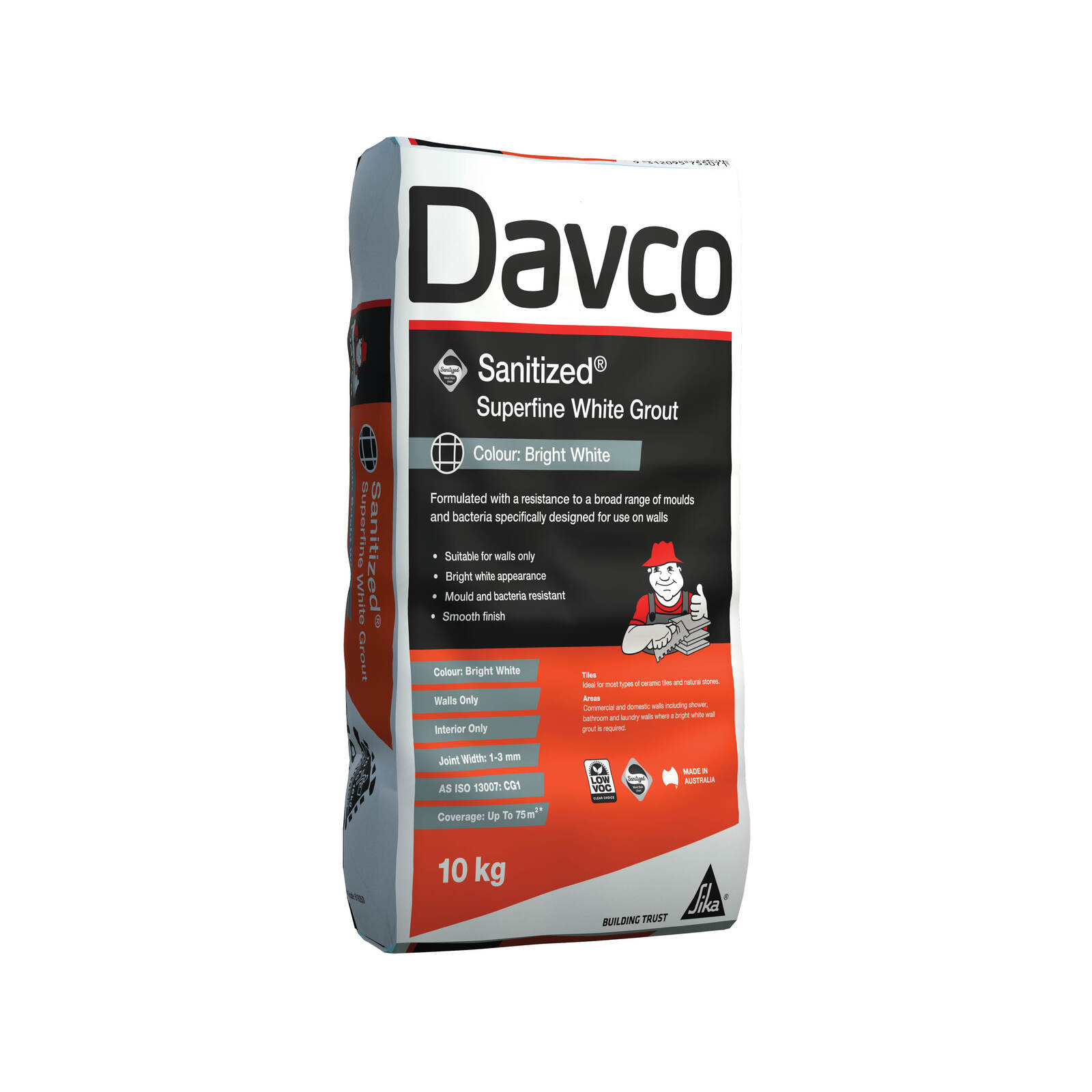 Davco 10kg Bright White Superfine Grout