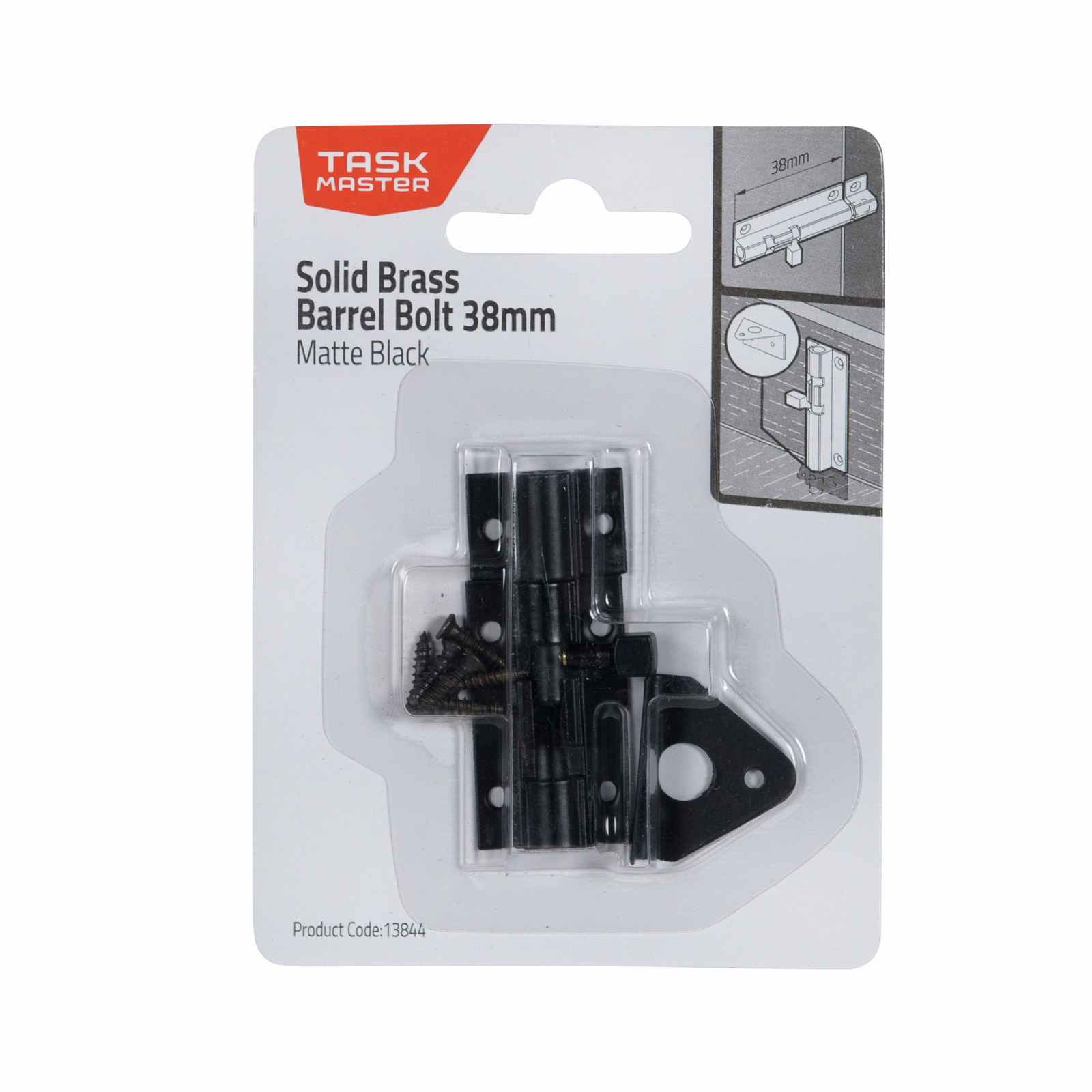 Taskmaster 38mm Barrel Bolt Matte Black - 38mm Matte Black