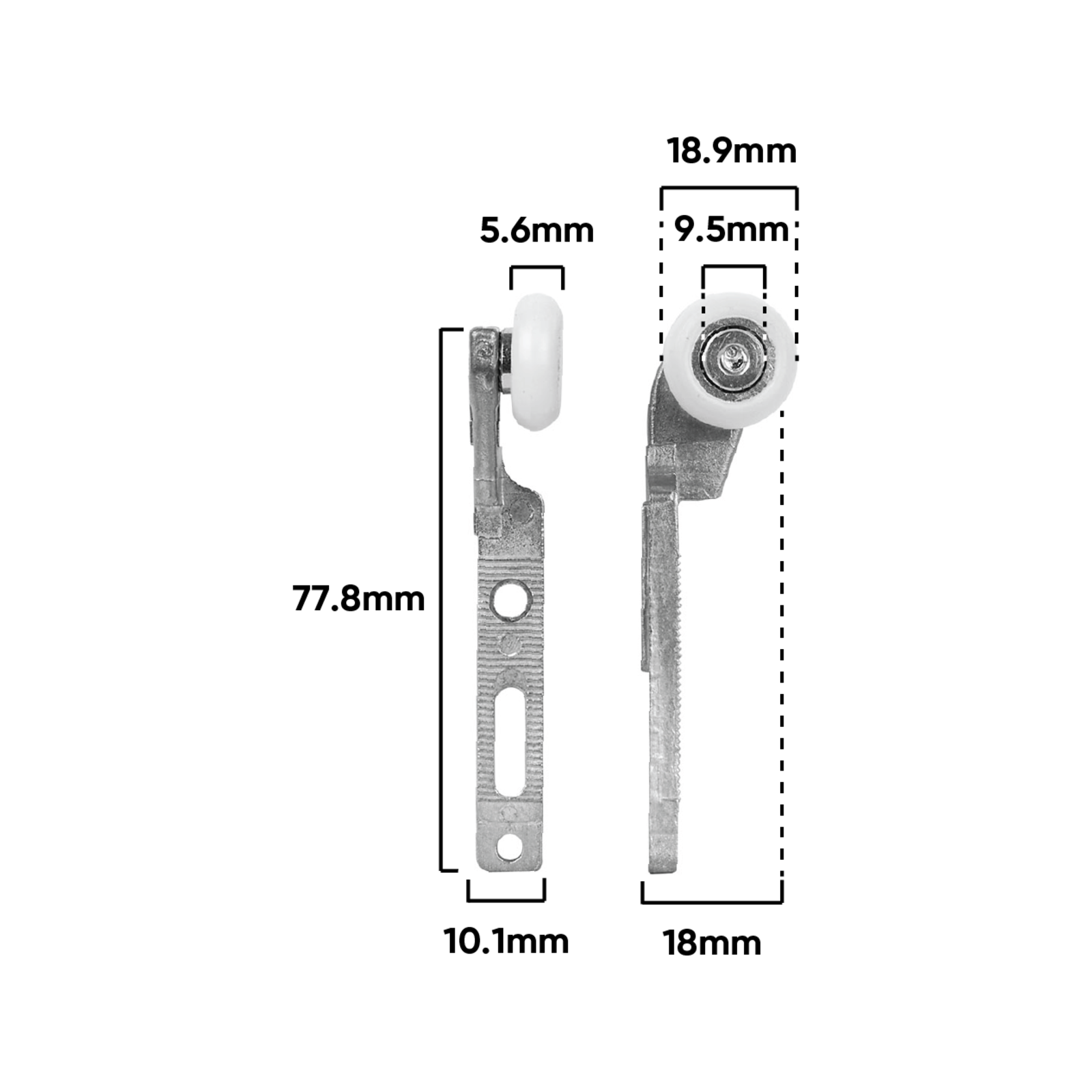 Rolltrak Adjustable Left And Right Alloy Hanger And Nylon Roller