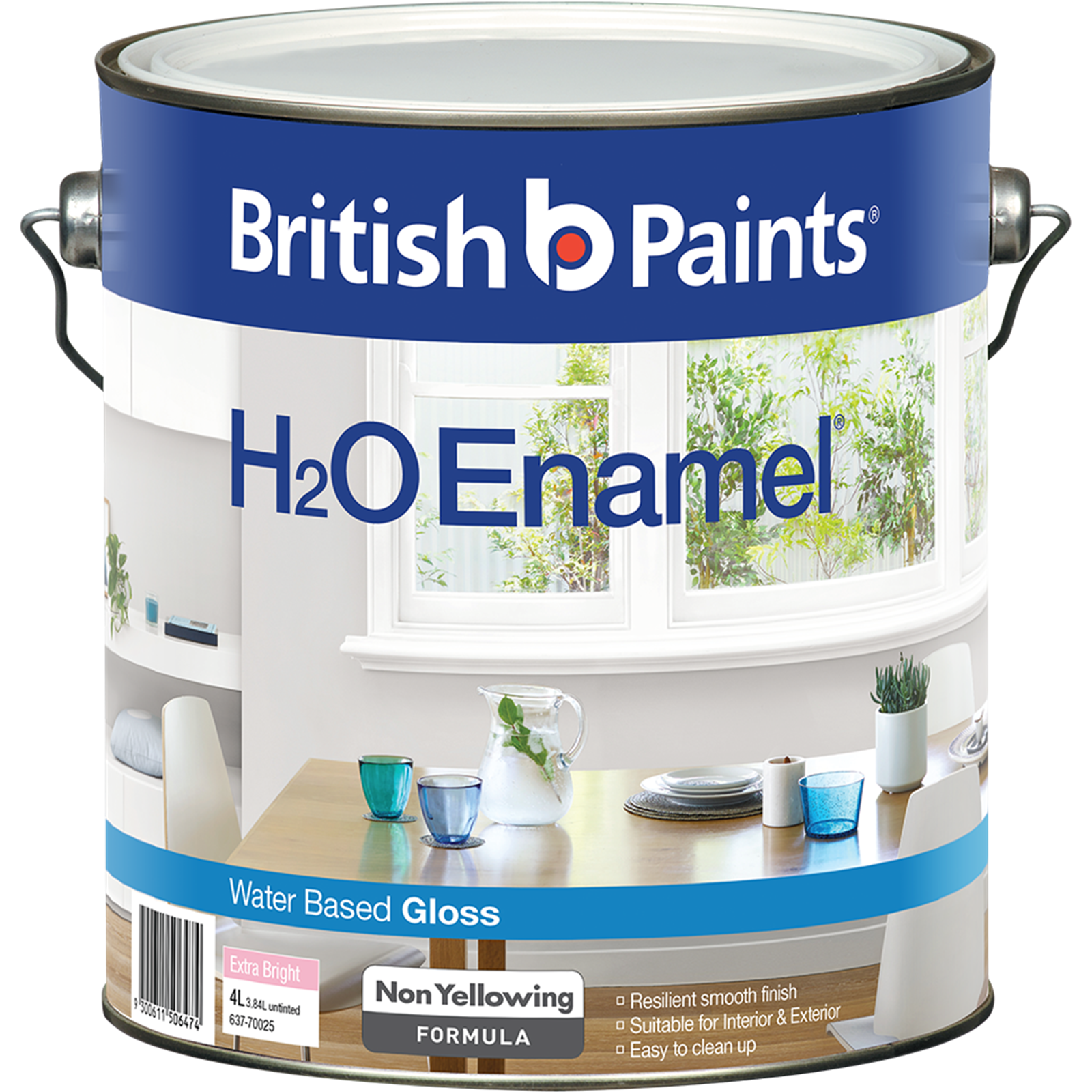 British Paints Extra Bright Gloss H2O Enamel Paint - 4L