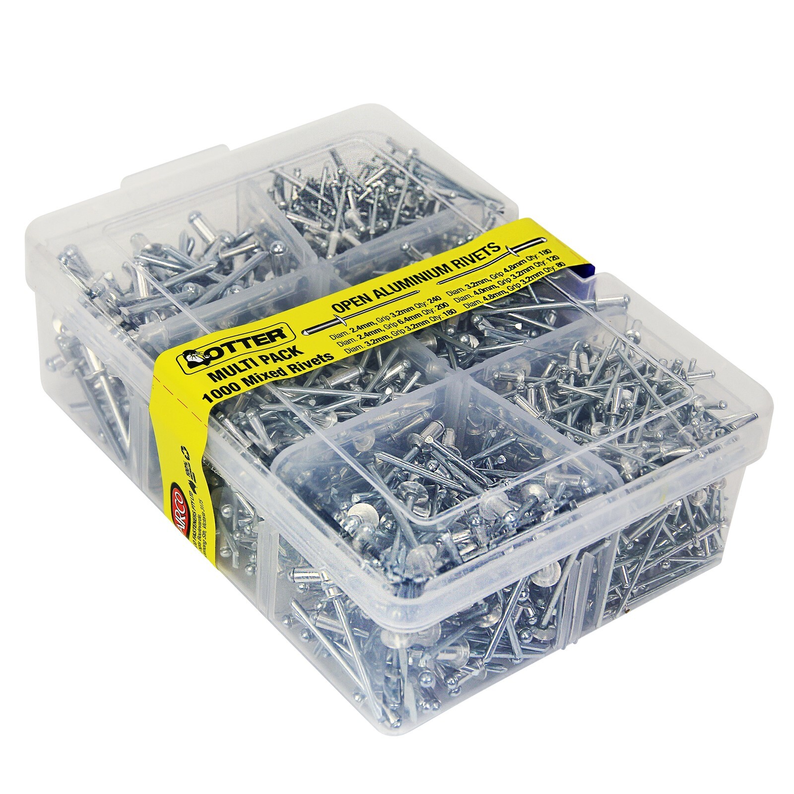 Otter Open Aluminium Rivet Combo - 1000 Pack