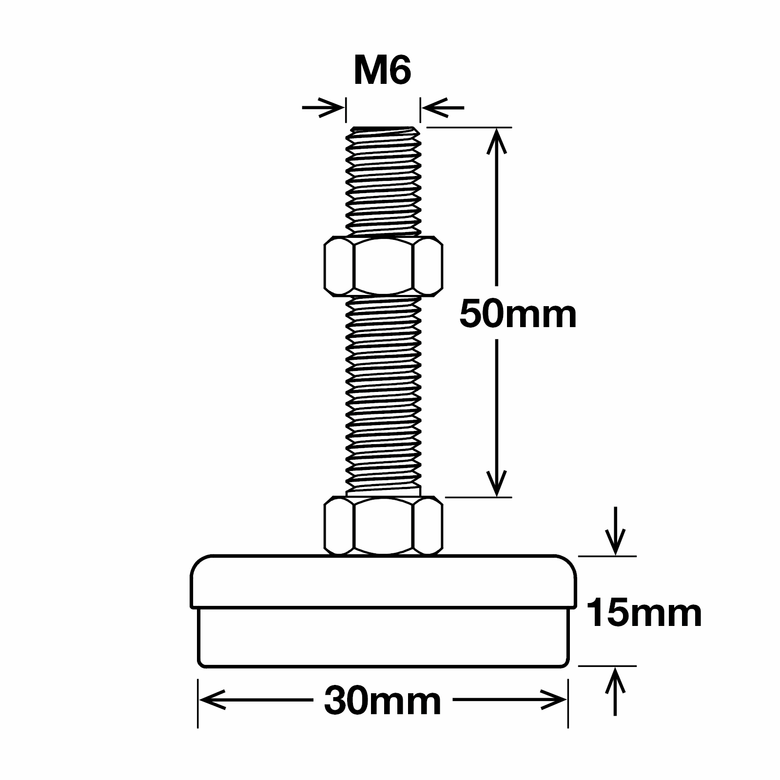 Richmond 30mm x M6 Steel Fixed Levelling Feet - 4 Pack