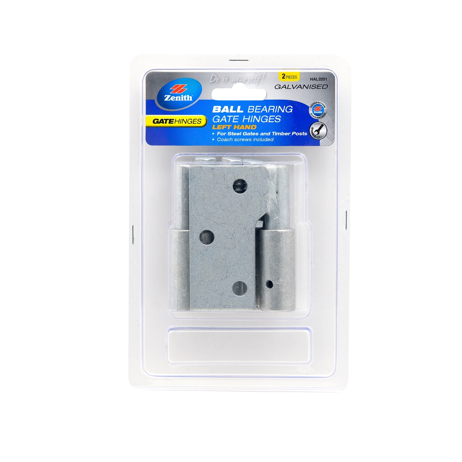 Zenith Galvanised Left Hand Ball Bearing Gate Steel To Timber Hinge - 2 Pack