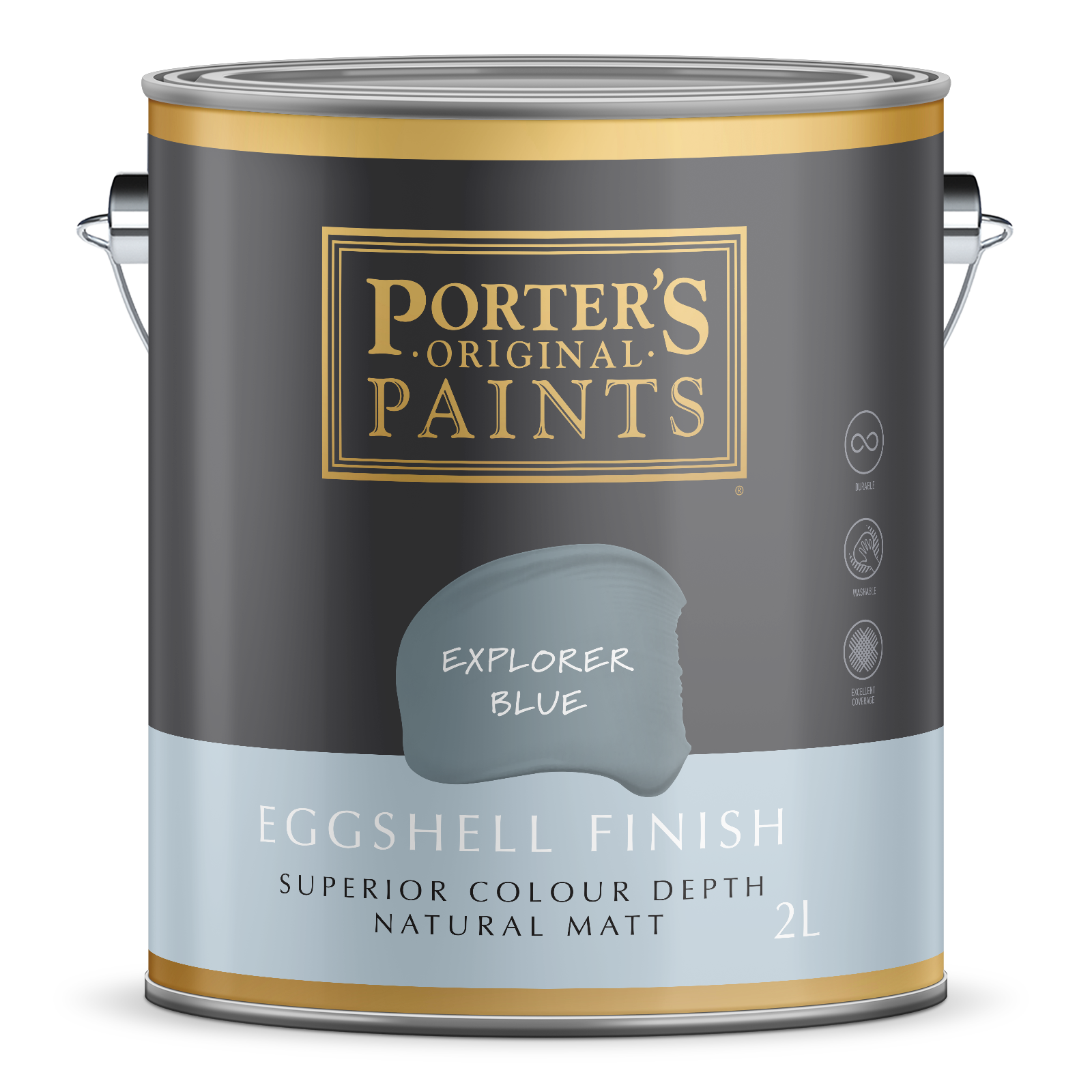 Porter's 2L Explorer Blue Eggshell Finish Broadwall Washable Paint