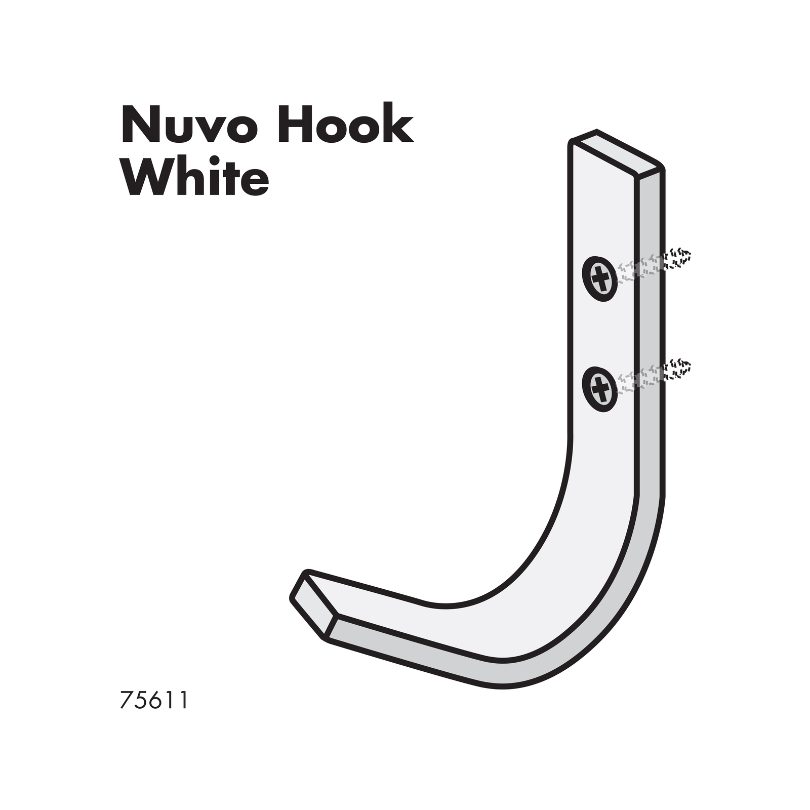 Adoored White Nuvo Deco Hook