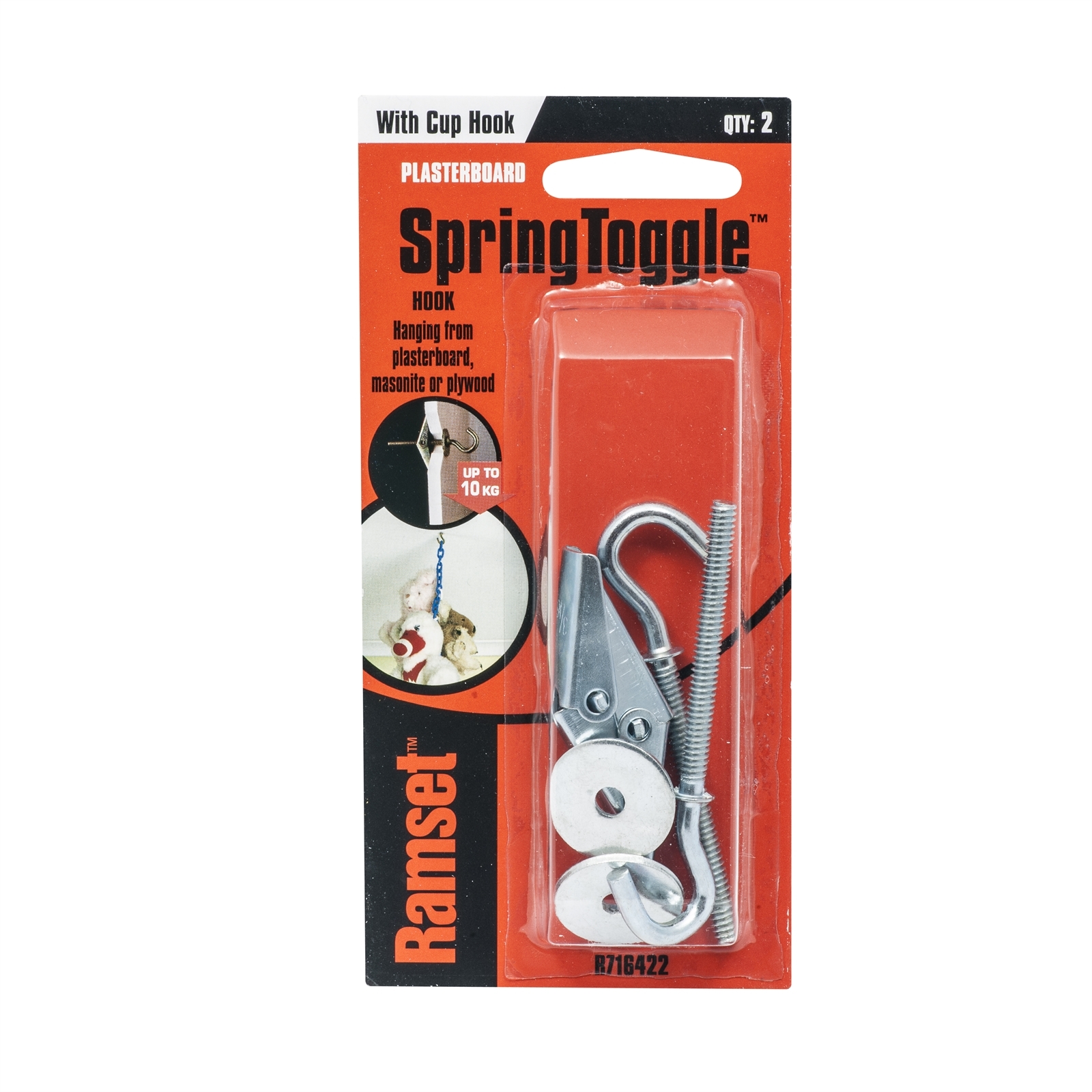 Ramset Spring Toggle With Round Cup Hook - 2 Pack