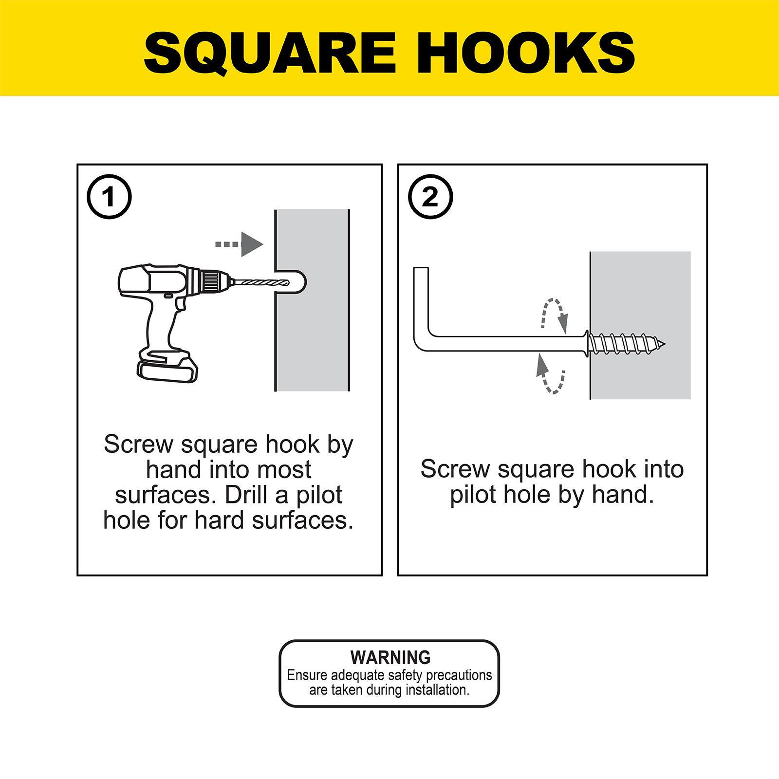 Everhang 50mm Zinc Square Hooks - 5 Pack