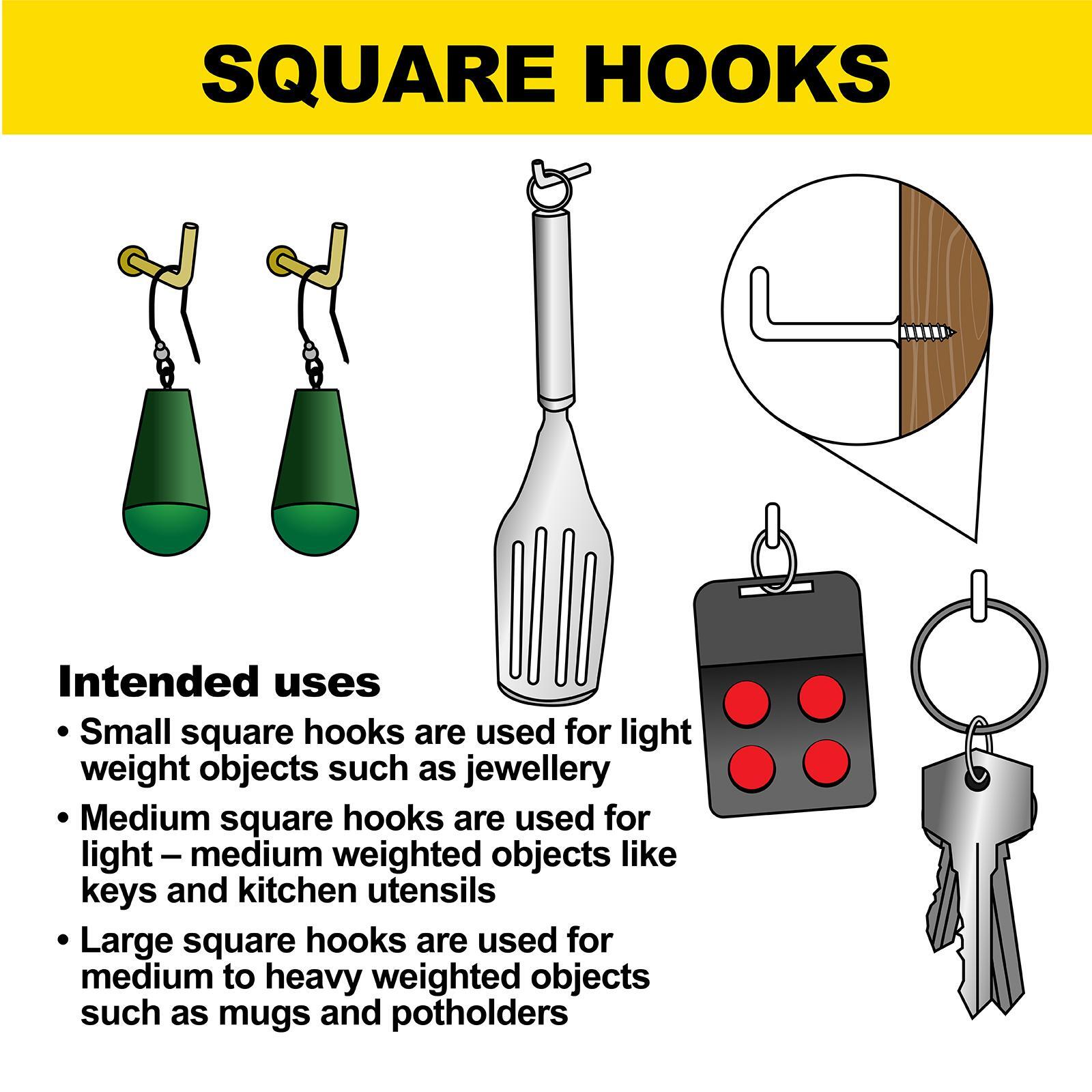 Everhang 50mm Zinc Square Hooks - 5 Pack 3 Everhang 50mm Zinc Square Hooks - 5 Pack