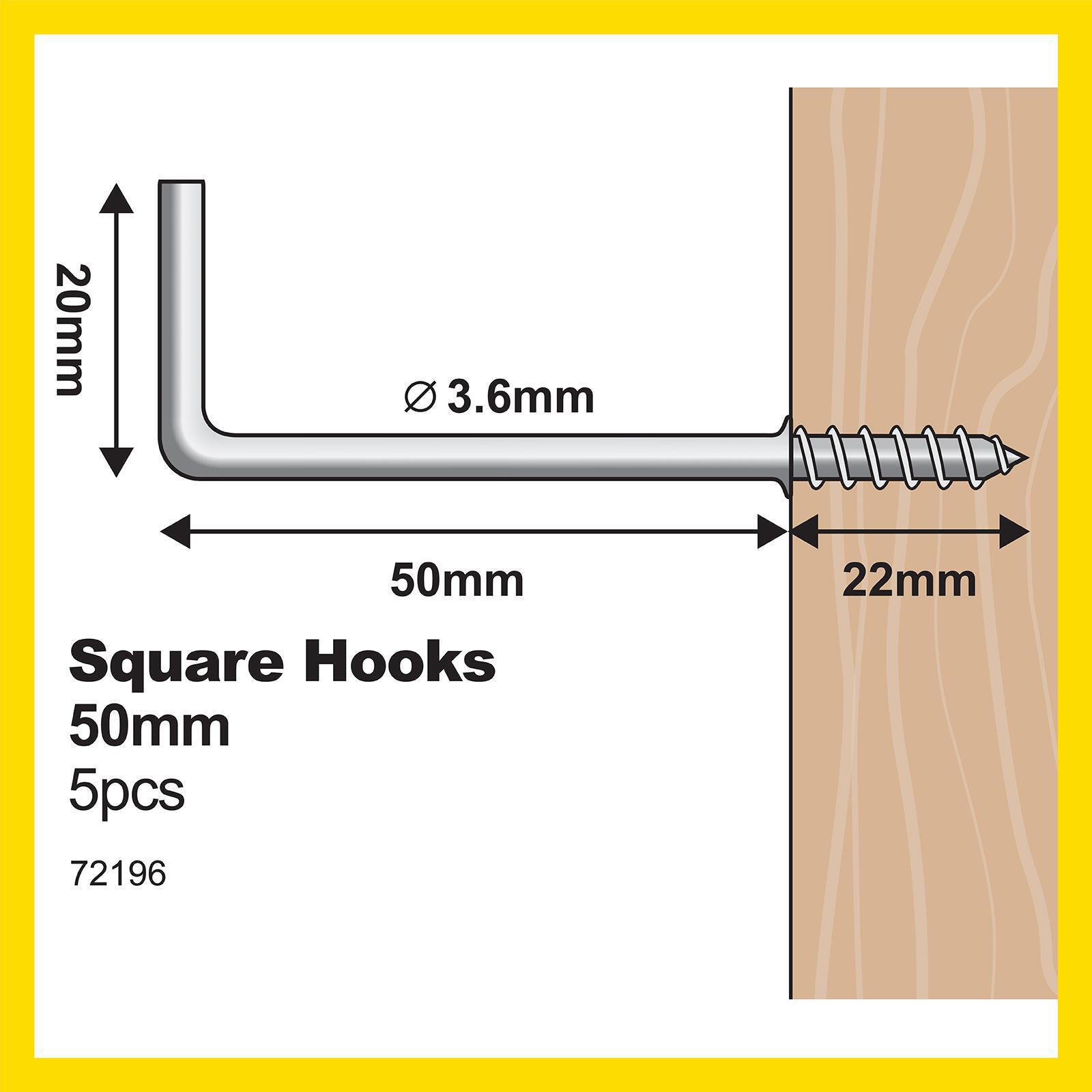 Everhang 50mm Zinc Square Hooks - 5 Pack 5 Everhang 50mm Zinc Square Hooks - 5 Pack