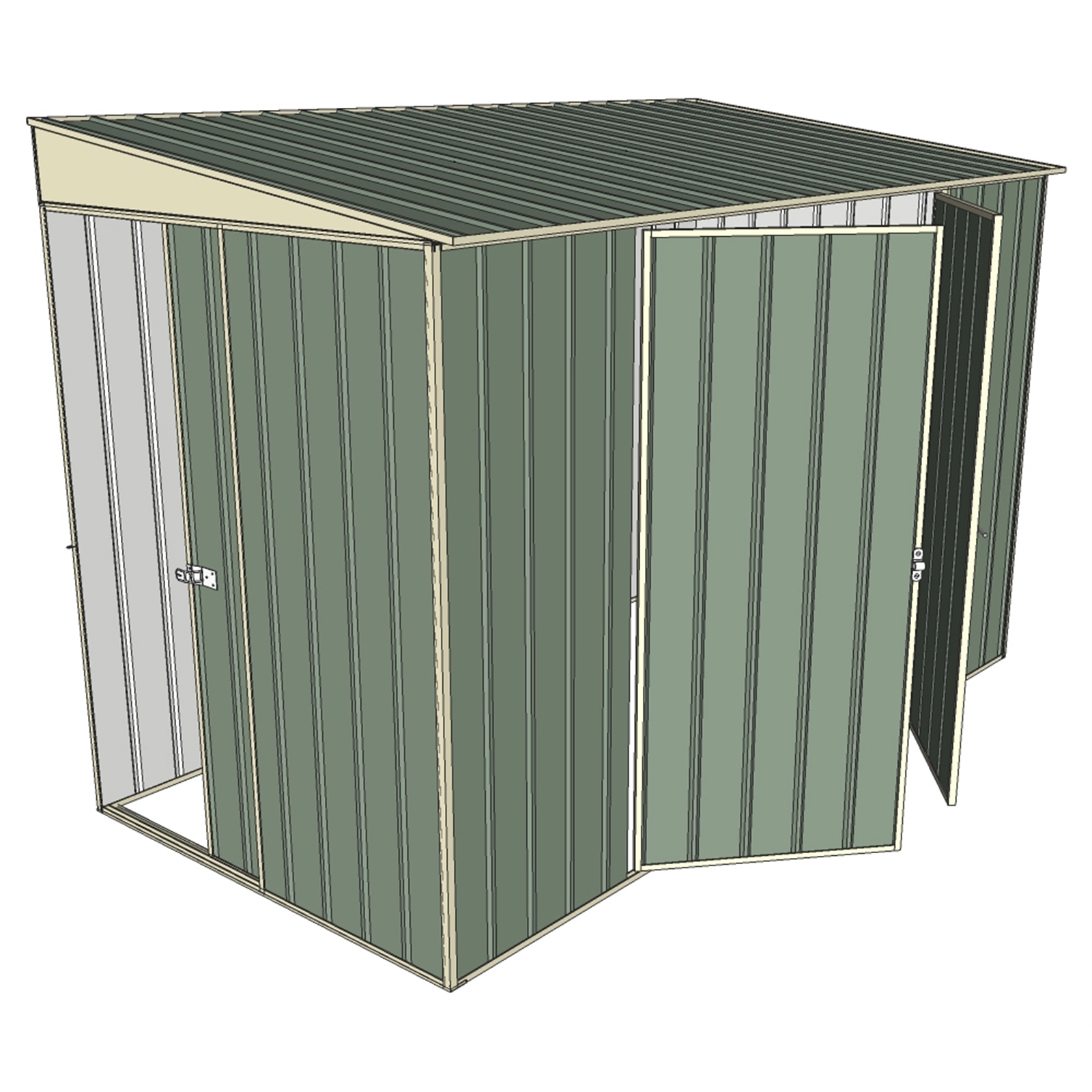 Build-a-Shed 1.5 x 3 x 2m Double Hinged Side Door Skillion Shed - Green